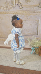 Jaylin Blue and White Linen Romper