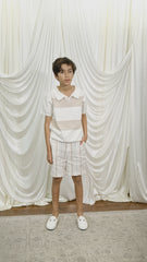 Bennet White And Beige Cotton Knit Polo Shirt