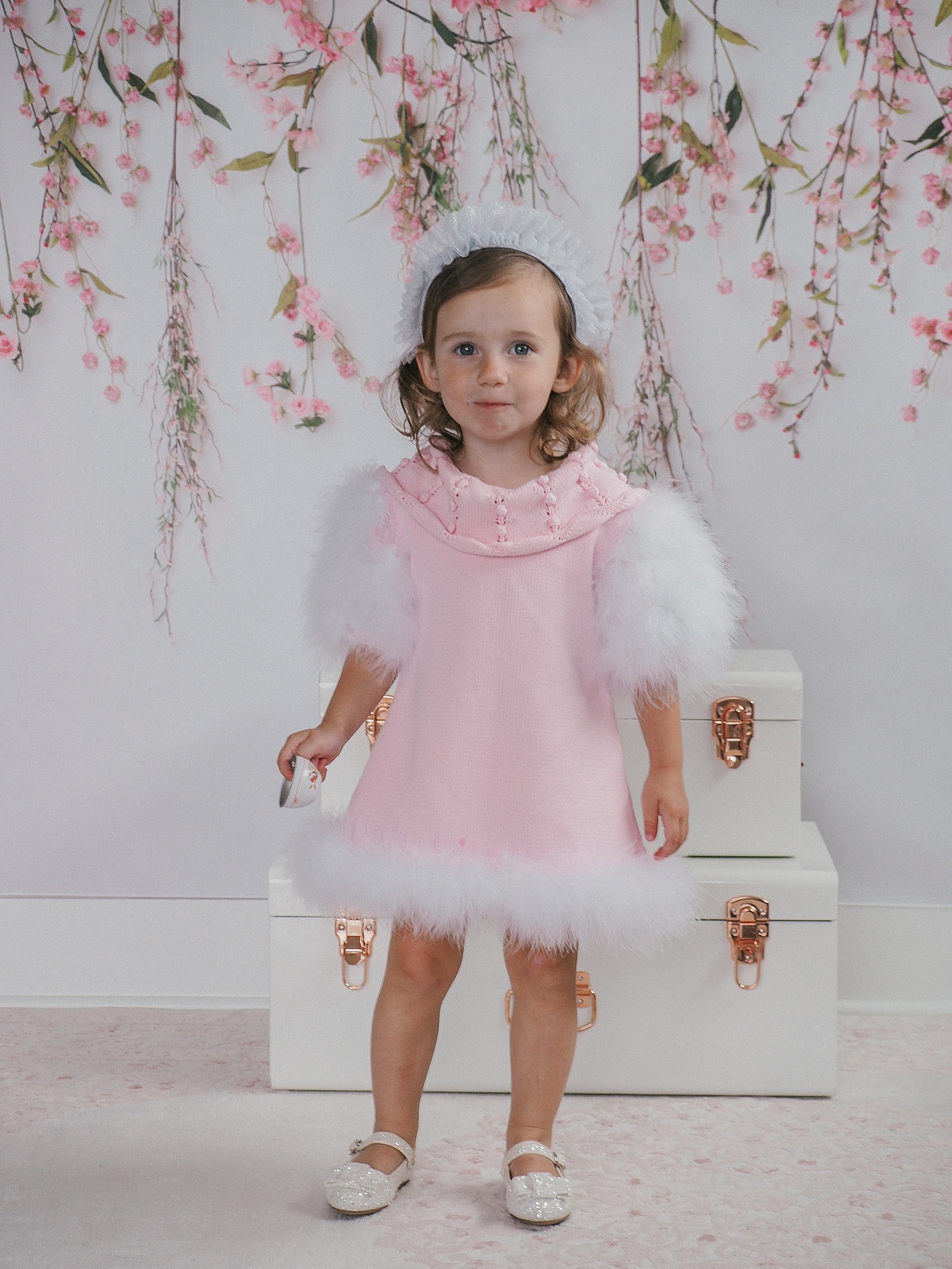 Ella Knit Pink Feather Dress - Petite Maison Kids