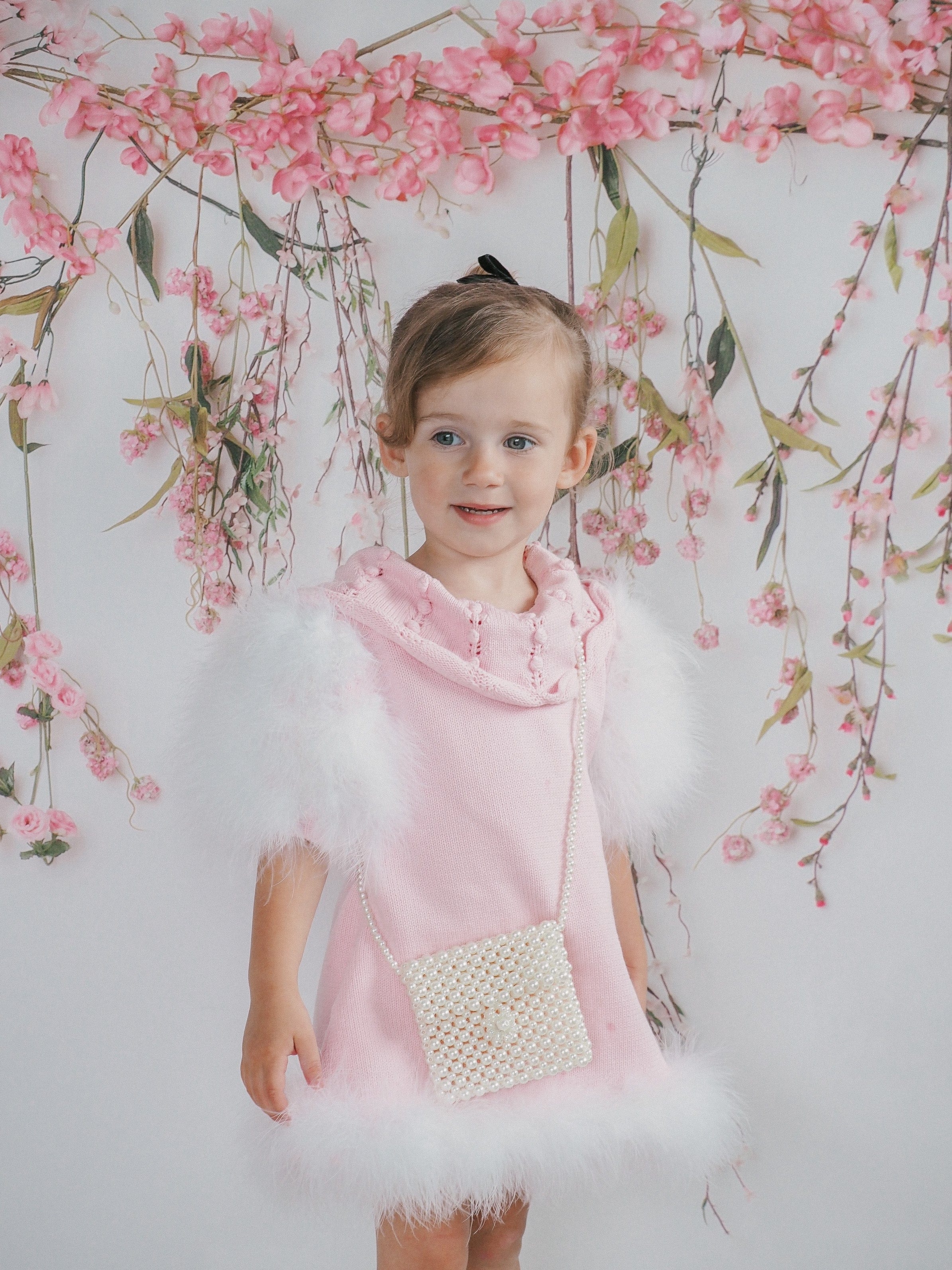 Ella Knit Pink Feather Dress - Petite Maison Kids