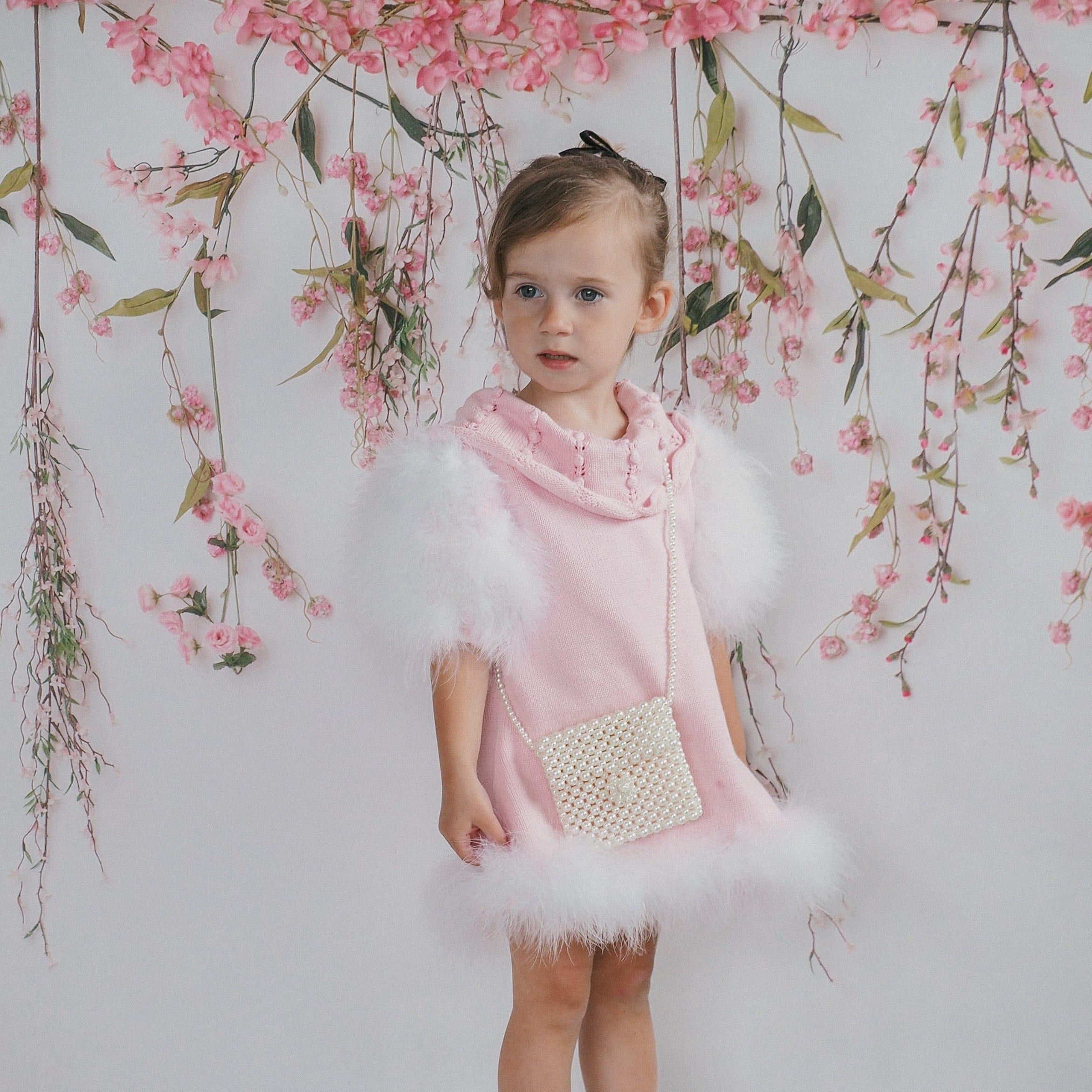 Ella Knit Pink Feather Dress - Petite Maison Kids