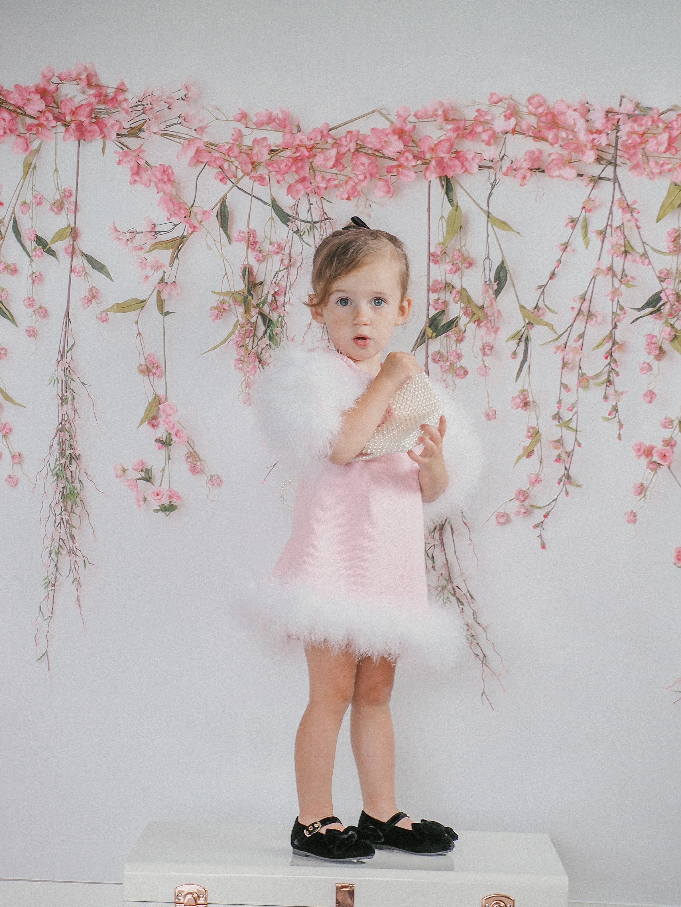 Ella Knit Pink Feather Dress - Petite Maison Kids