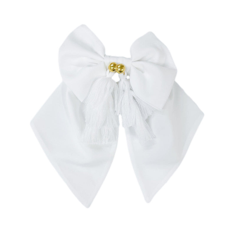 Sienna White Tassels Hair Bow