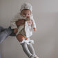 Grey Knee High Socks with Velvet Bows - Petit Maison Kids