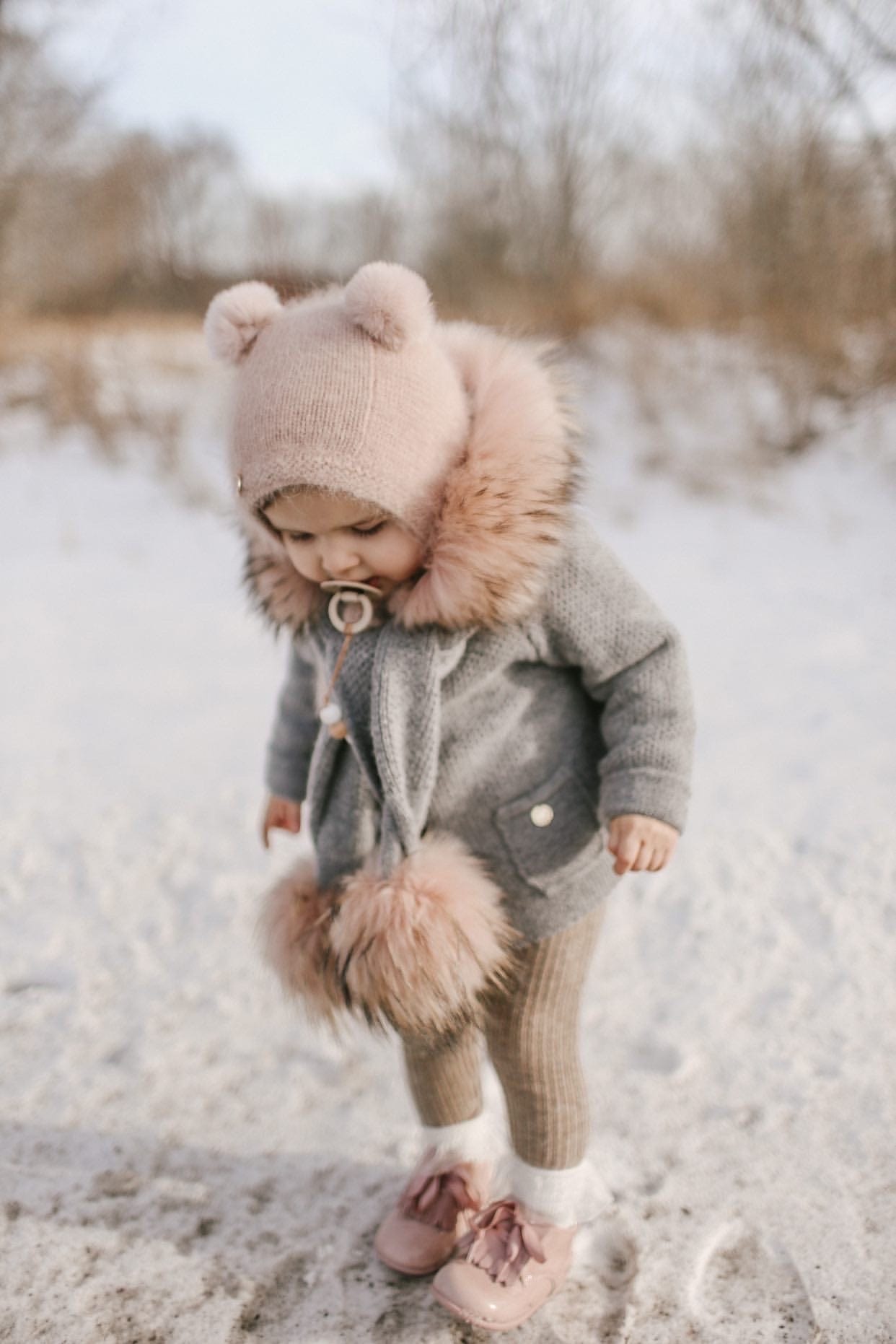 Dusty Pink Cashmere Teddy Hat - Petit Maison Kids