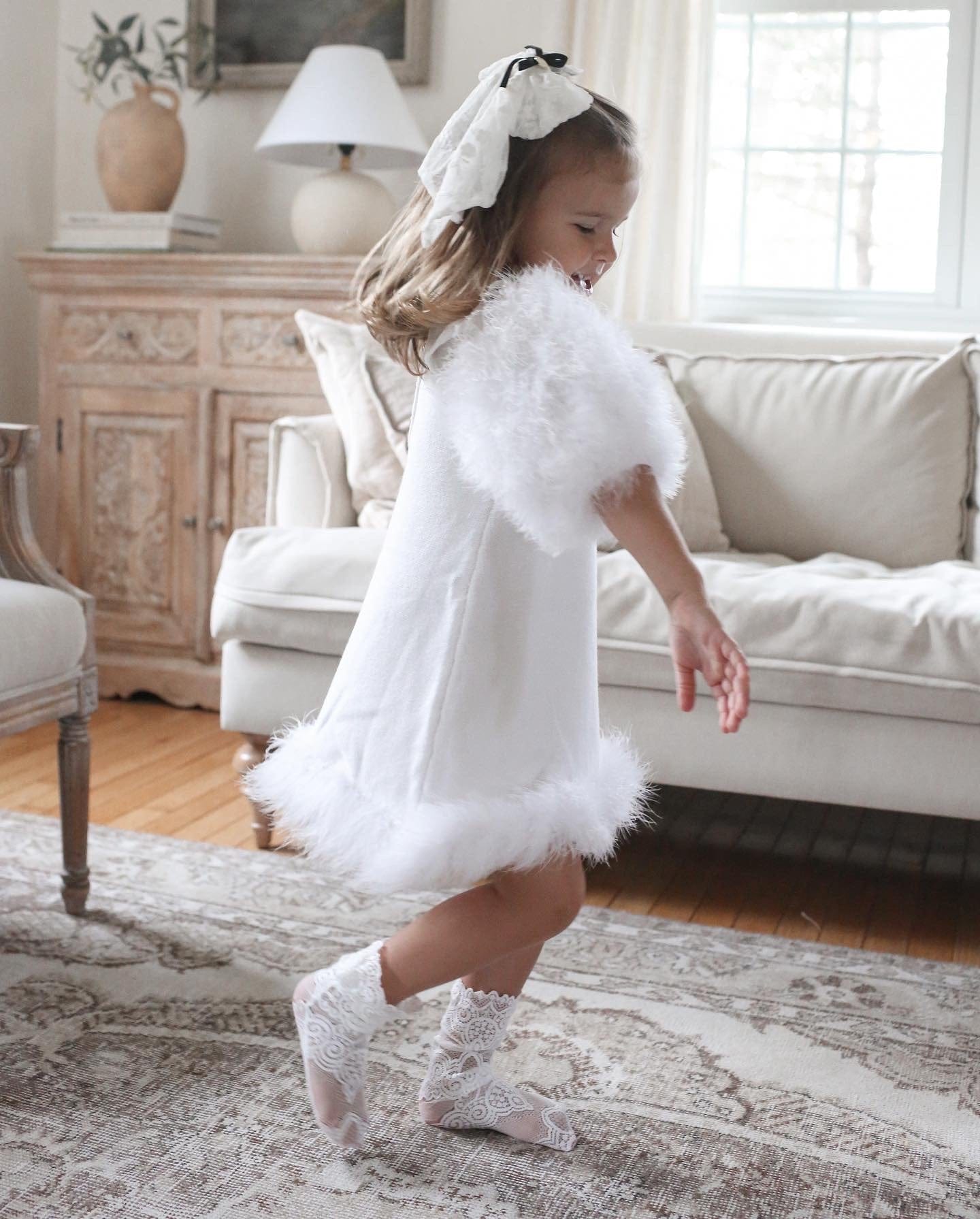 Ella Knit White Feather Dress - Petite Maison Kids