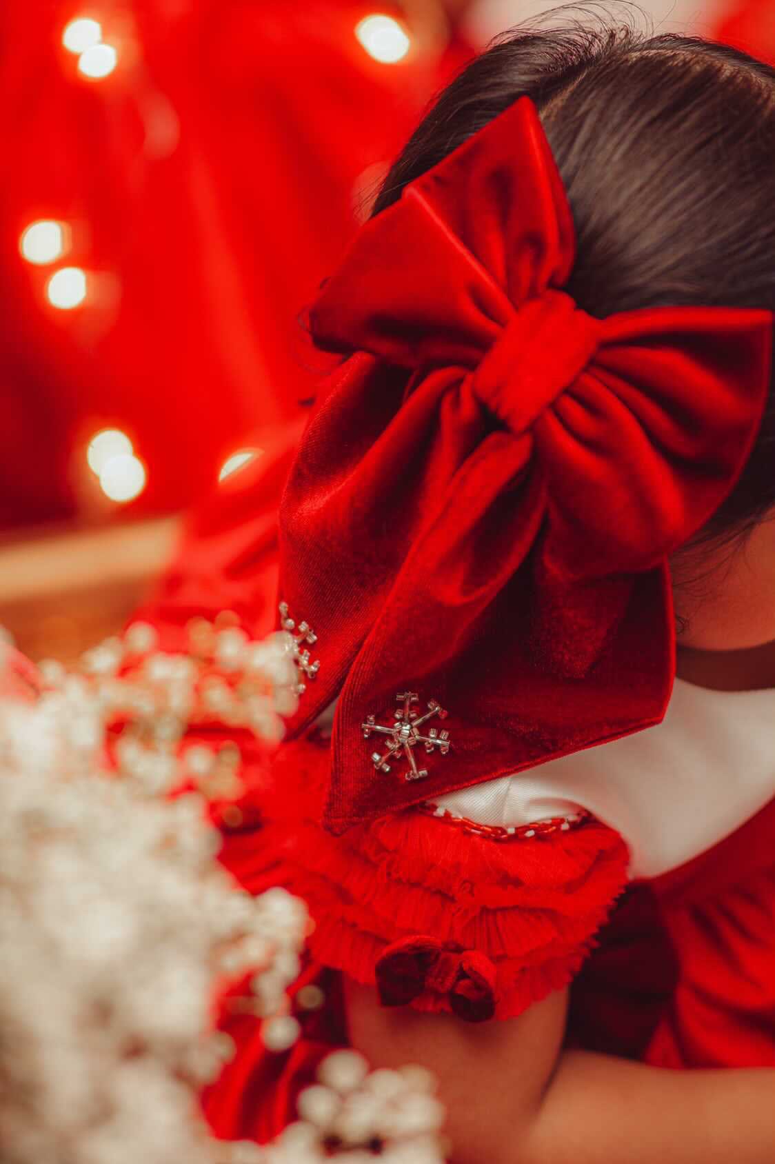 Holly Red Velvet Hair Bow - Petite Maison Kids