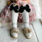 White Knee High Socks with Velvet Bows - Petite Maison Kids