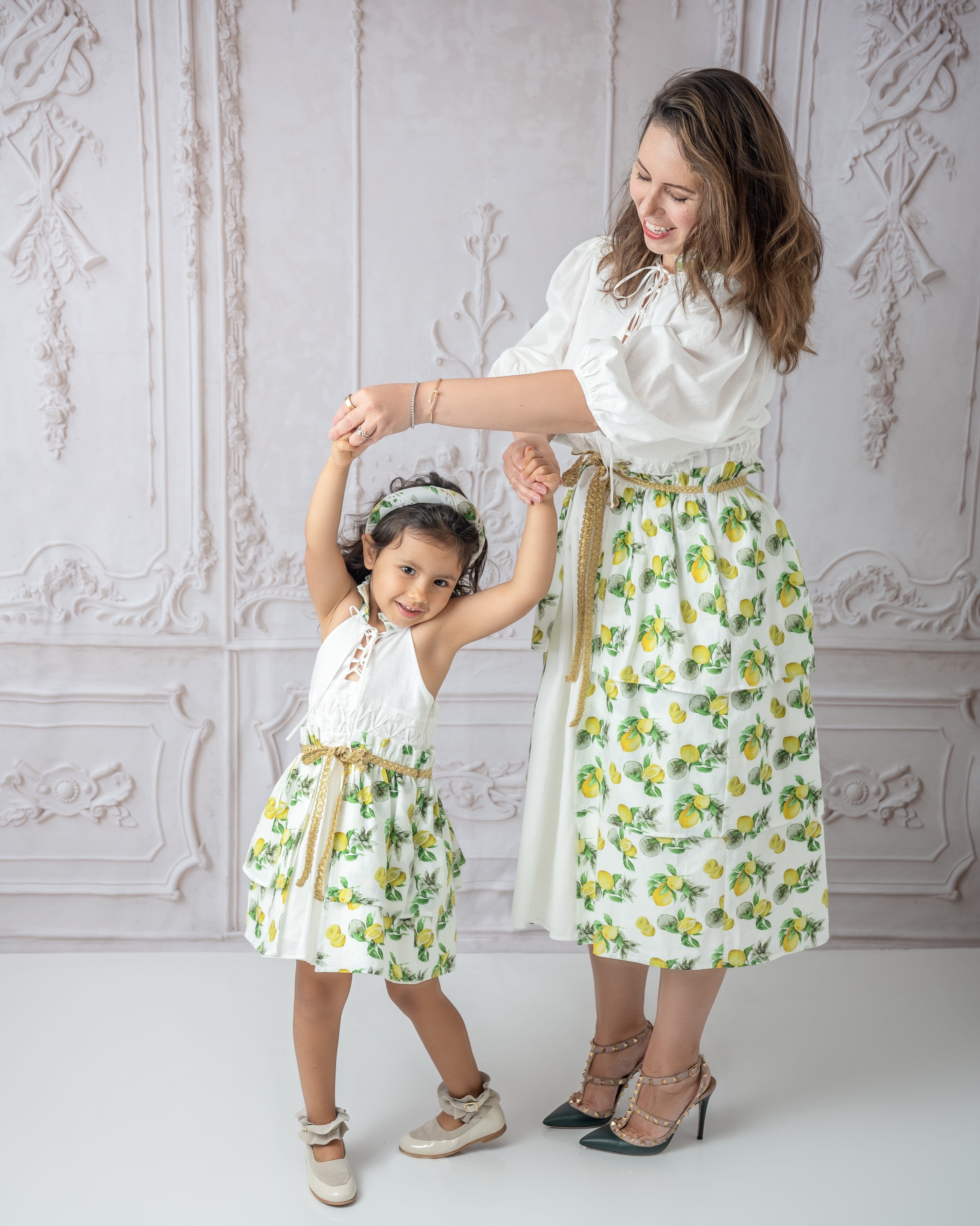 Amalfi Lemon Print Linen Mom Dress