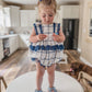 Checkered Linen Ruffle Romper - Petite Maison Kids