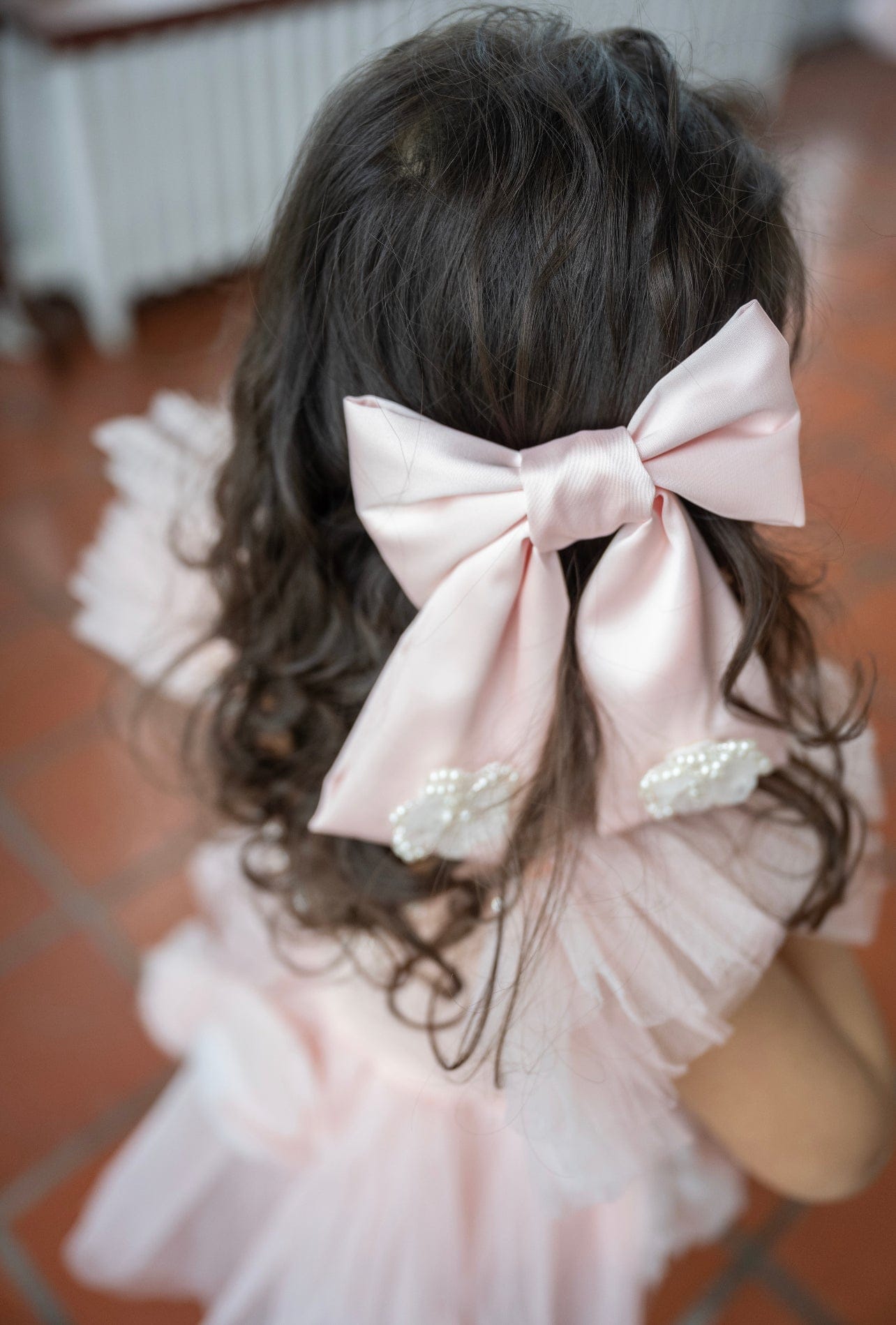 Anise Satin Embroidered Hair Bows - Petite Maison Kids