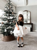 Audrey Black Velour Top and White Sateen Dress