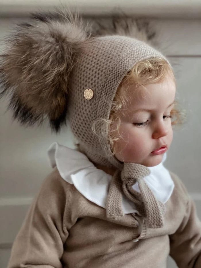 Honeycomb Beige Cashmere Bonnet - Petite Maison Kids