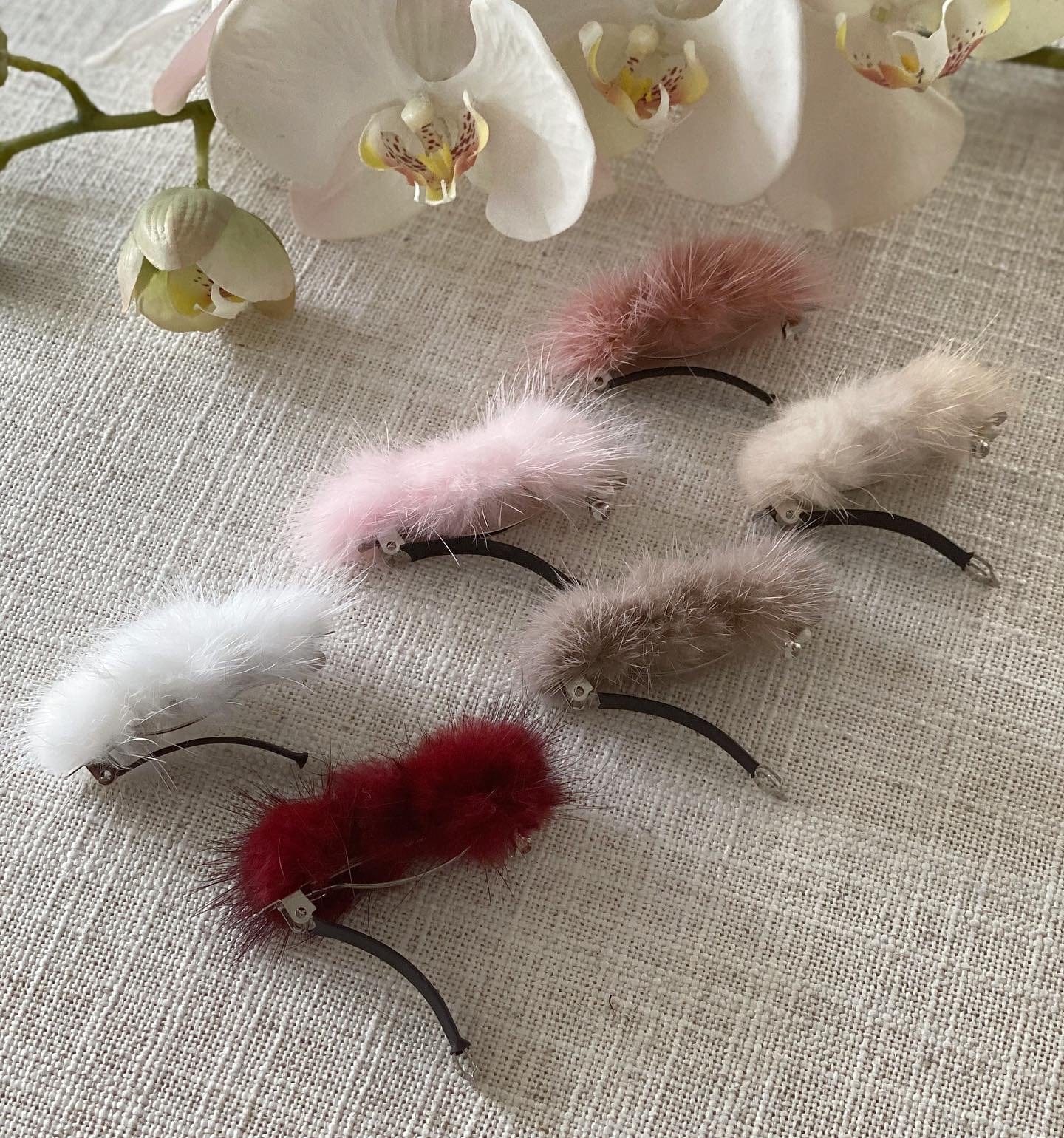 Triple Mink Pom Hair Clip - Petit Maison Kids