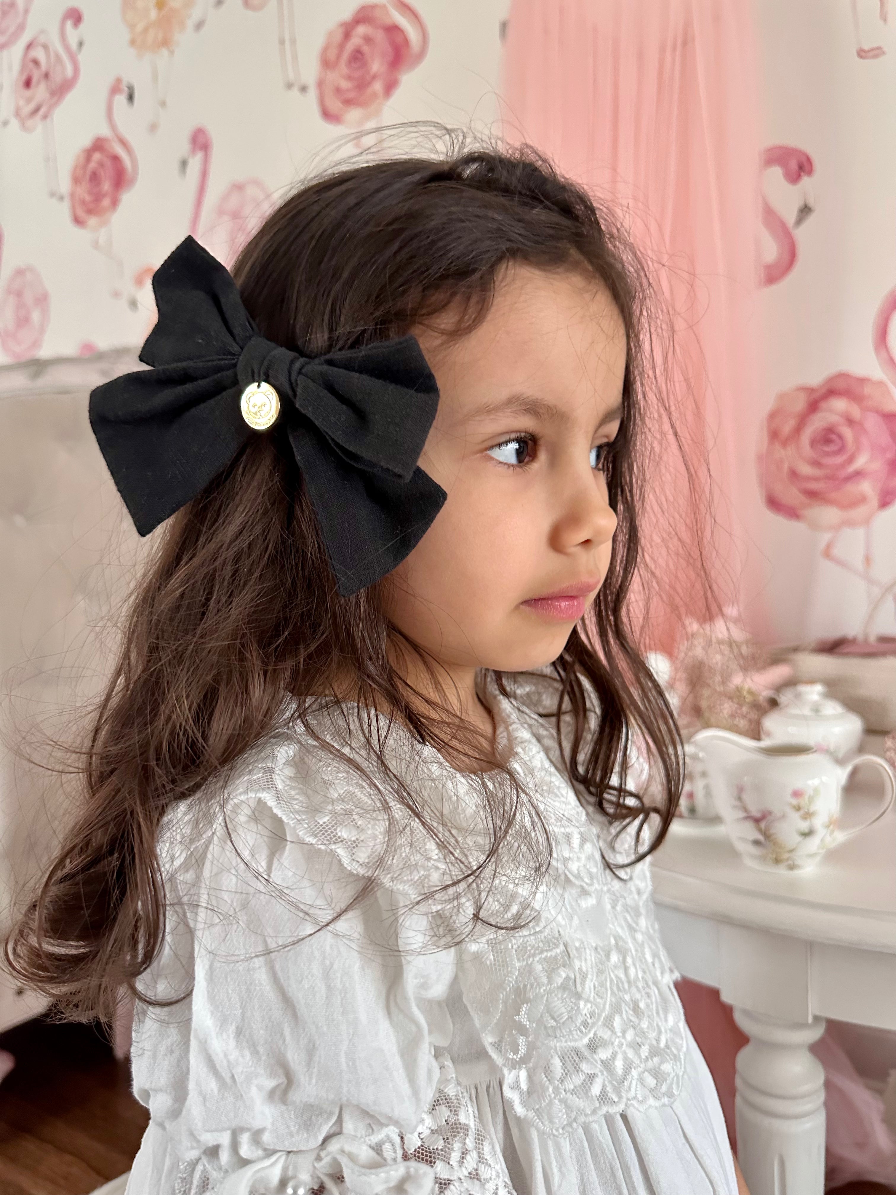 Emma Linen Hair Bow - Petite Maison Kids