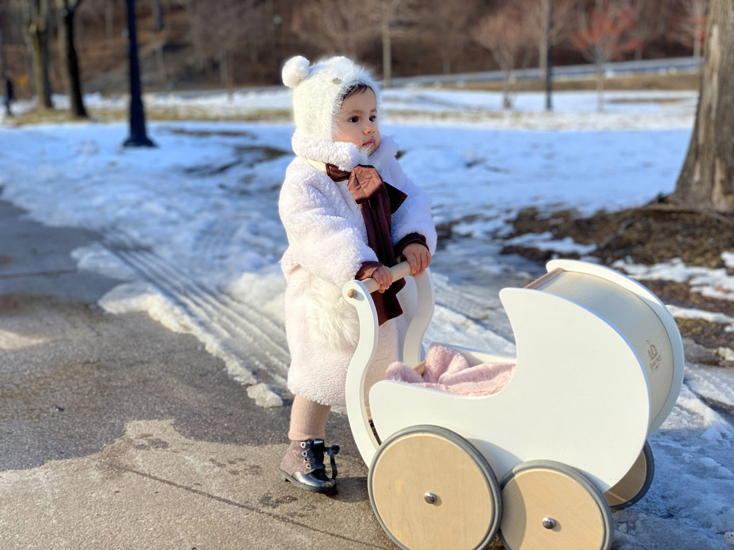 Shearling Teddy Bow Coat - Petit Maison Kids