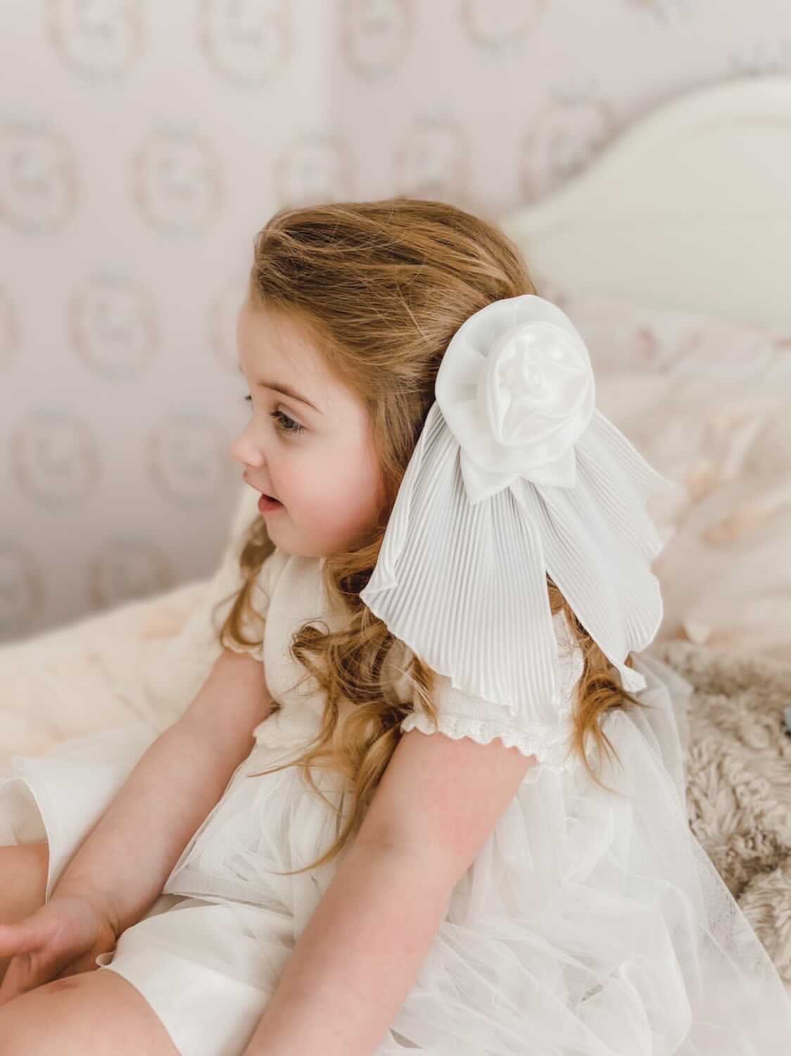 Sienna Flower Pleated Hair Bow - Petite Maison Kids