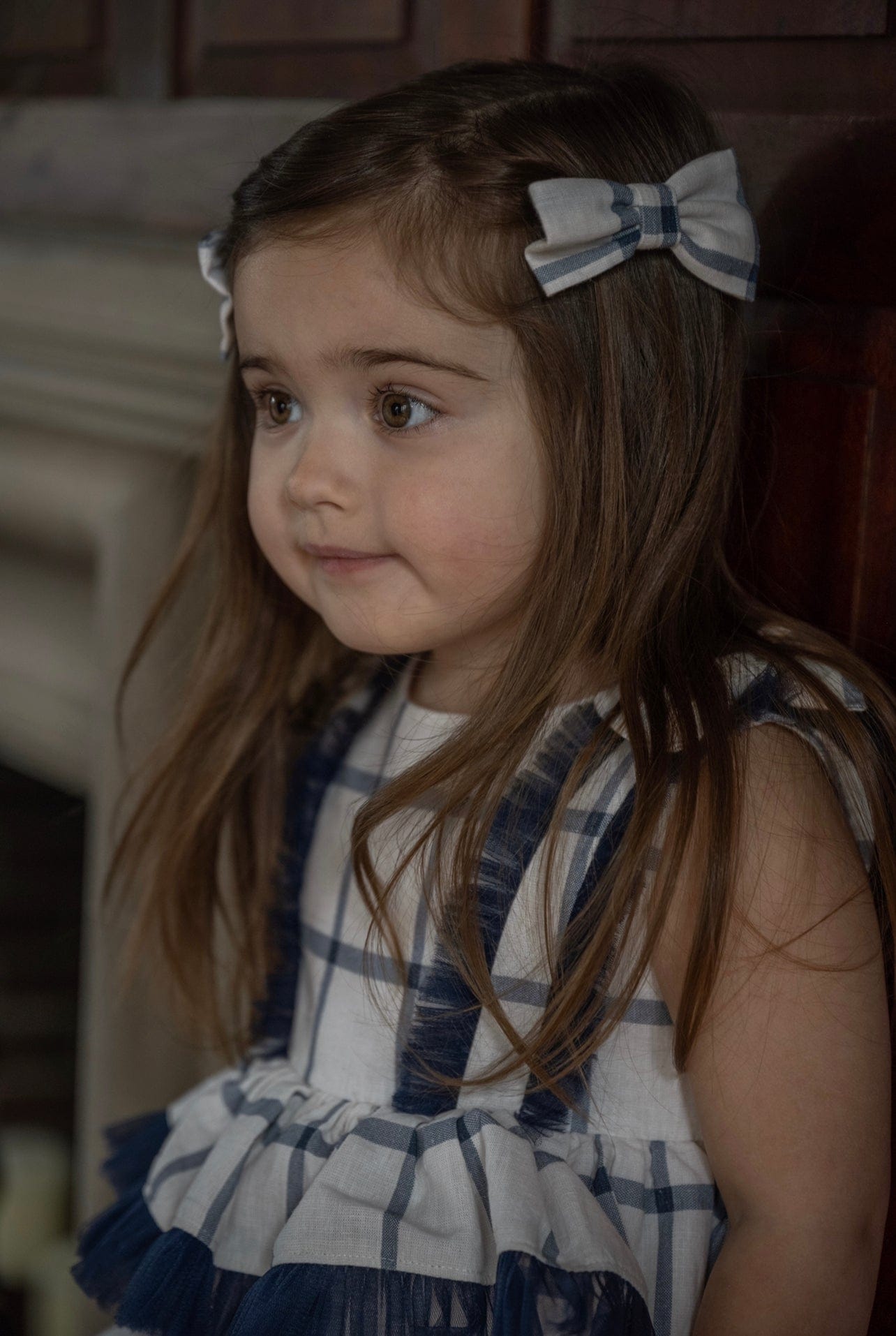 Checkered Linen Pigtail Bows - Petite Maison Kids