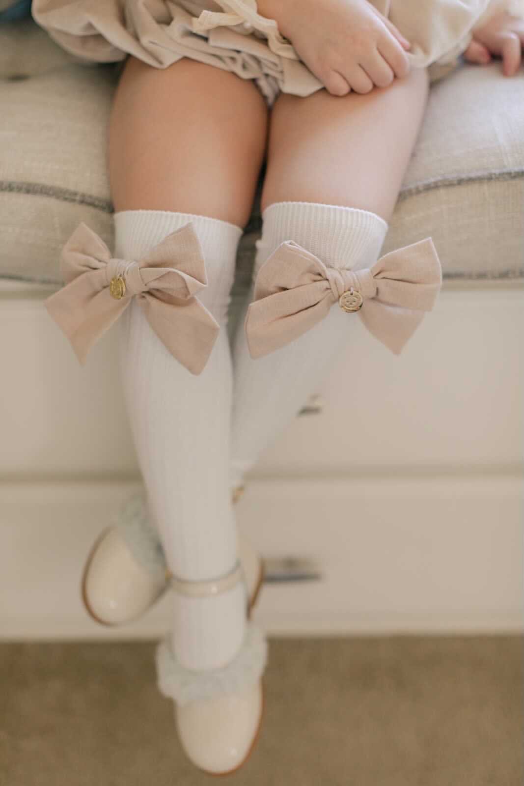 Emma Linen Bow Socks - Petite Maison Kids