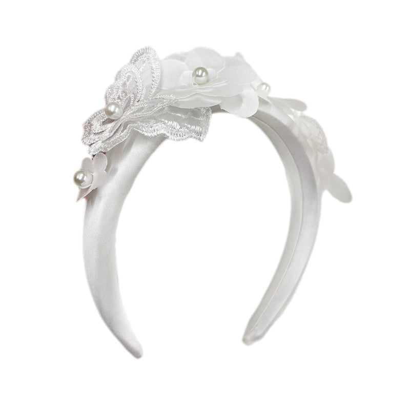 Butterfly White Satin Headband