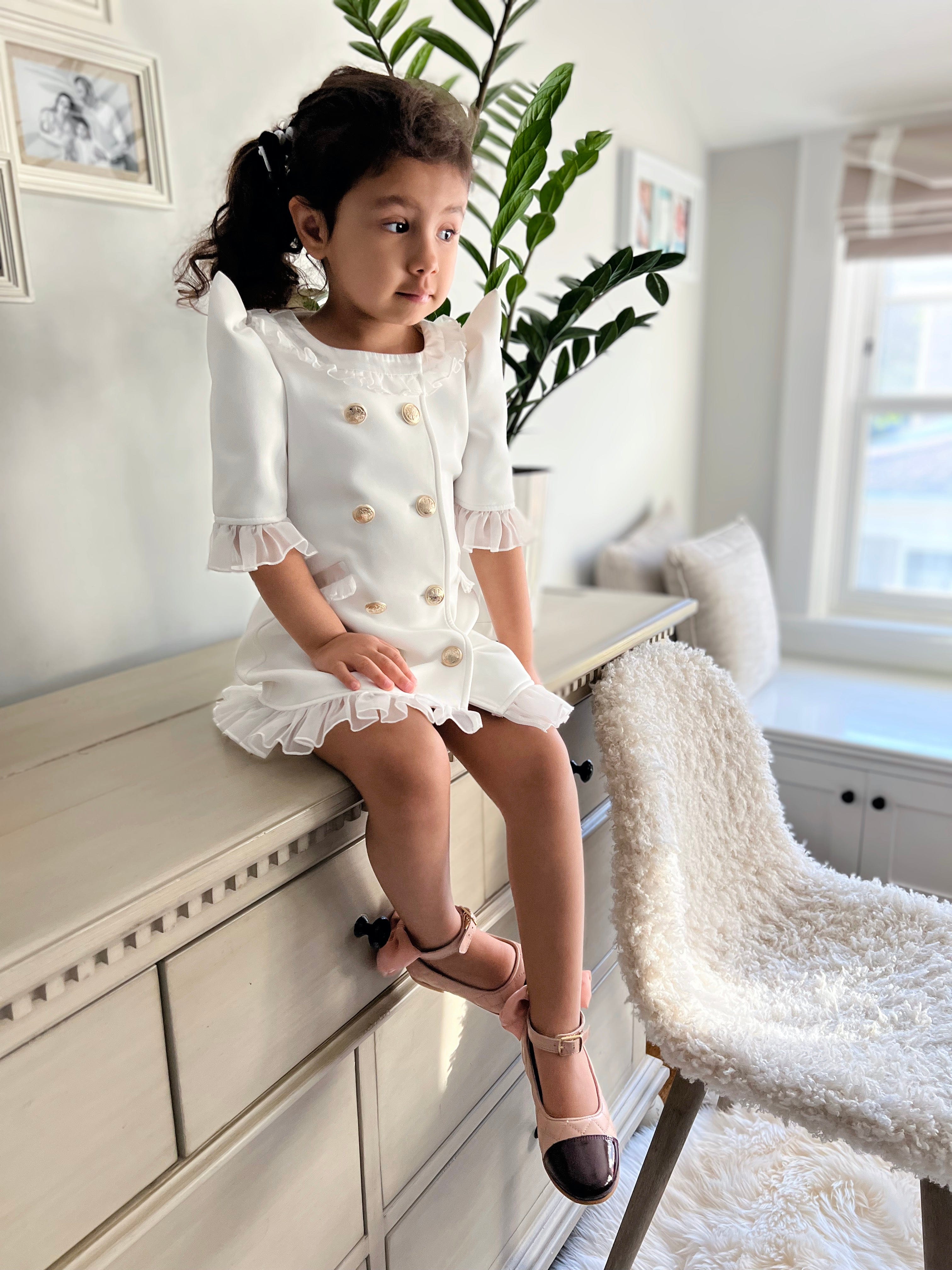 White Tuxedo Dress - Petite Maison Kids