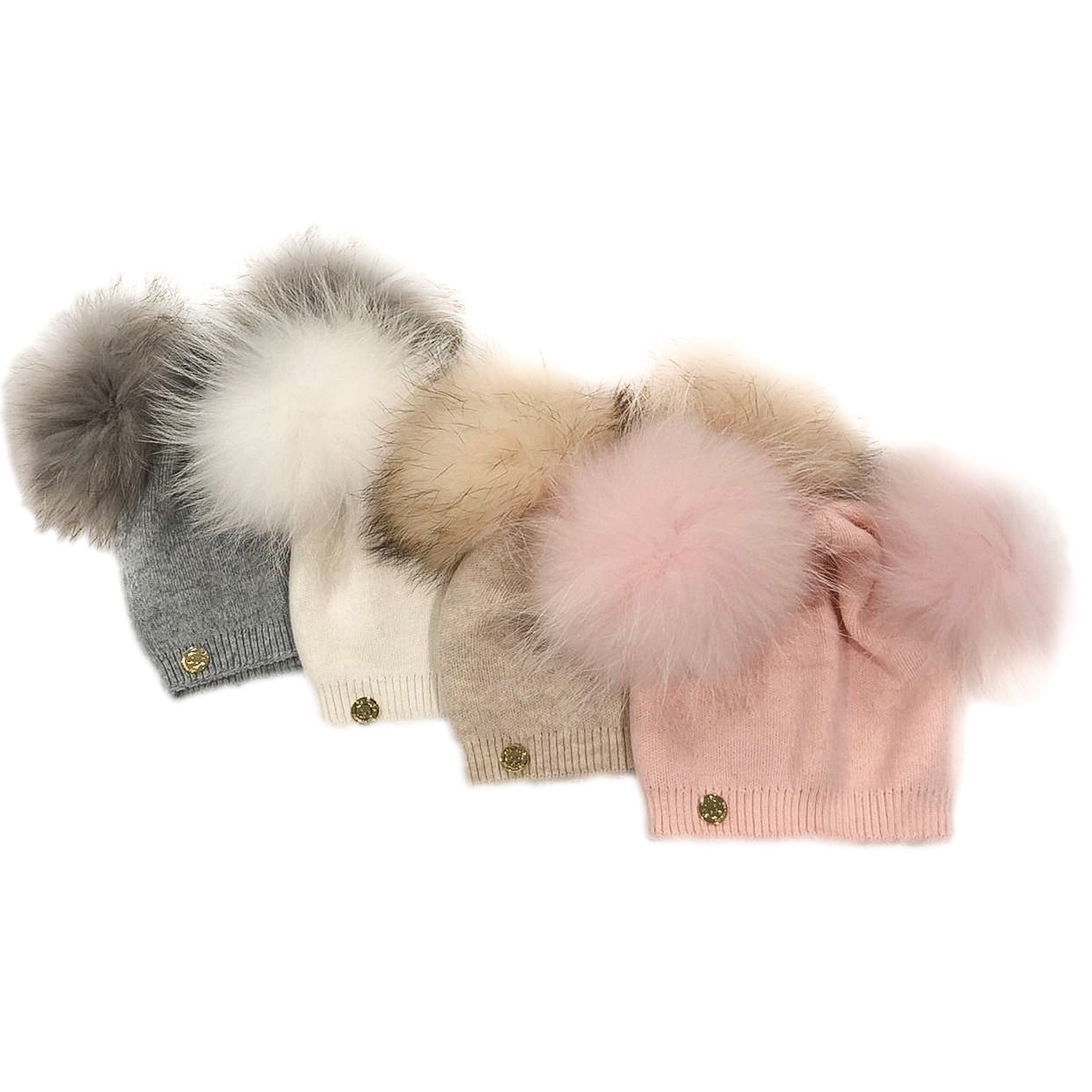 Angora Wool Double Pom Hat - Petit Maison Kids