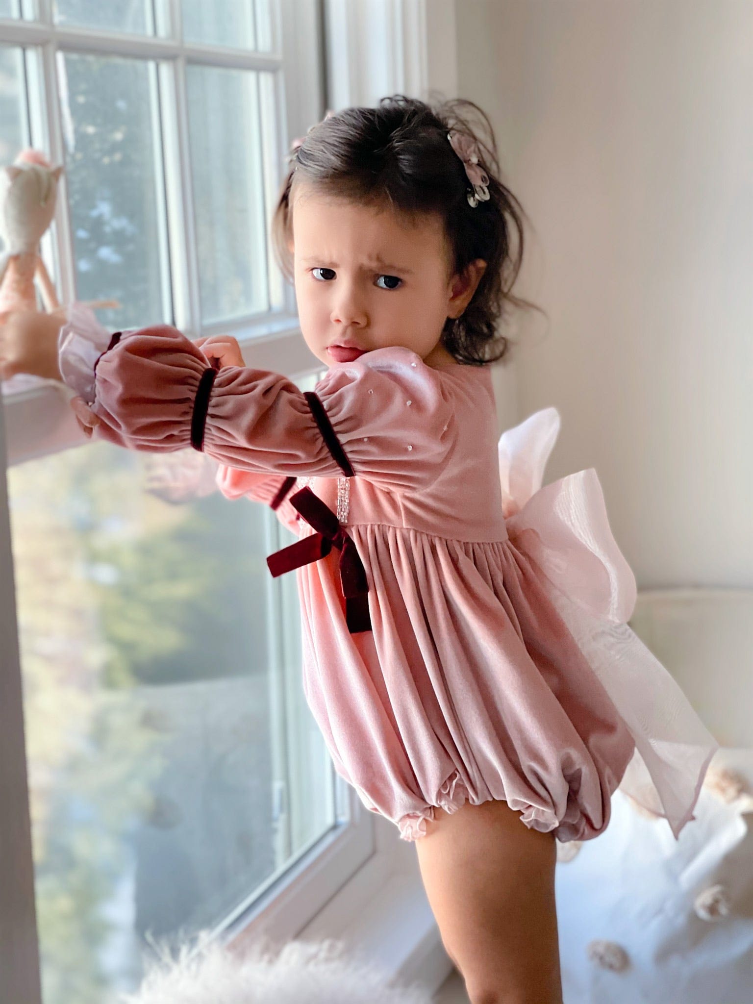 Juliette Velvet Romper - Petite Maison Kids