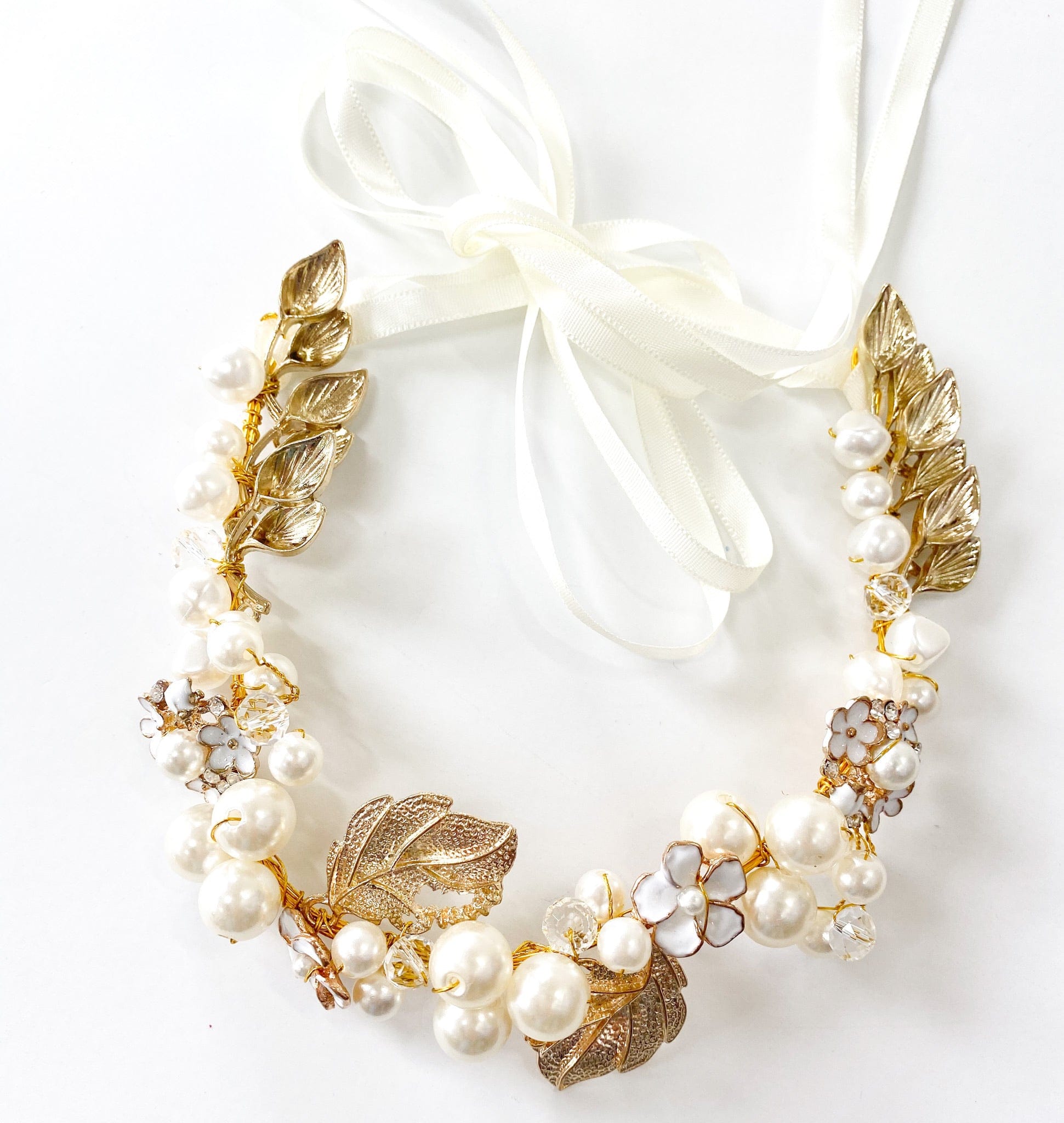 Pearl with Gold Leaf Hair Sash - Petit Maison Kids