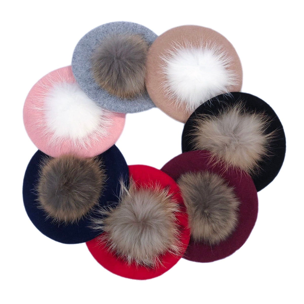 Wool pompom berets $75 each Pom-Pom Beret — Jill Courtemanche Millinery main image 4