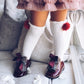 White Knee High Socks with Poms - Petit Maison Kids