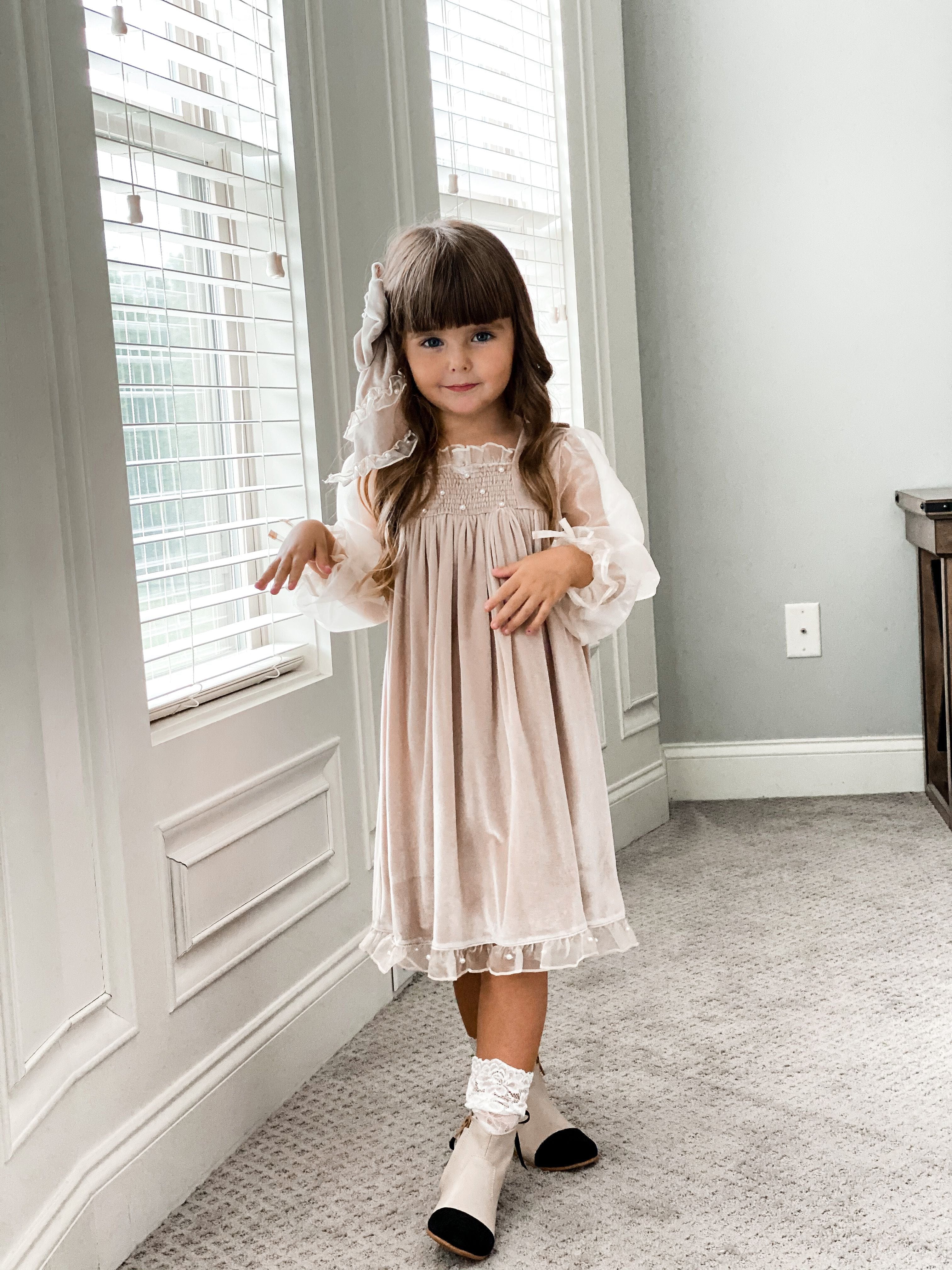 Helena Velour Dress - Petite Maison Kids