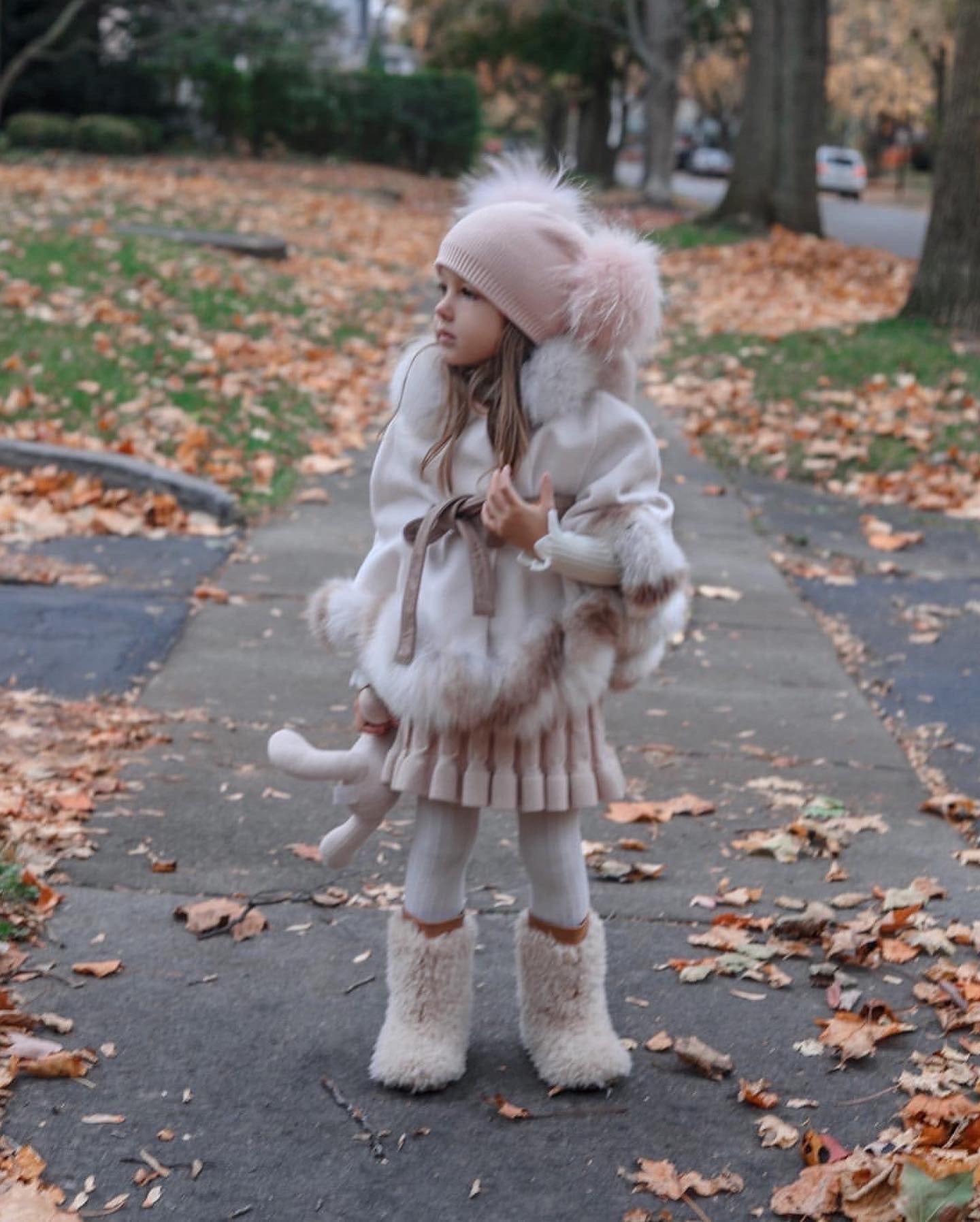 Angora Wool Double Pom Hat - Petit Maison Kids