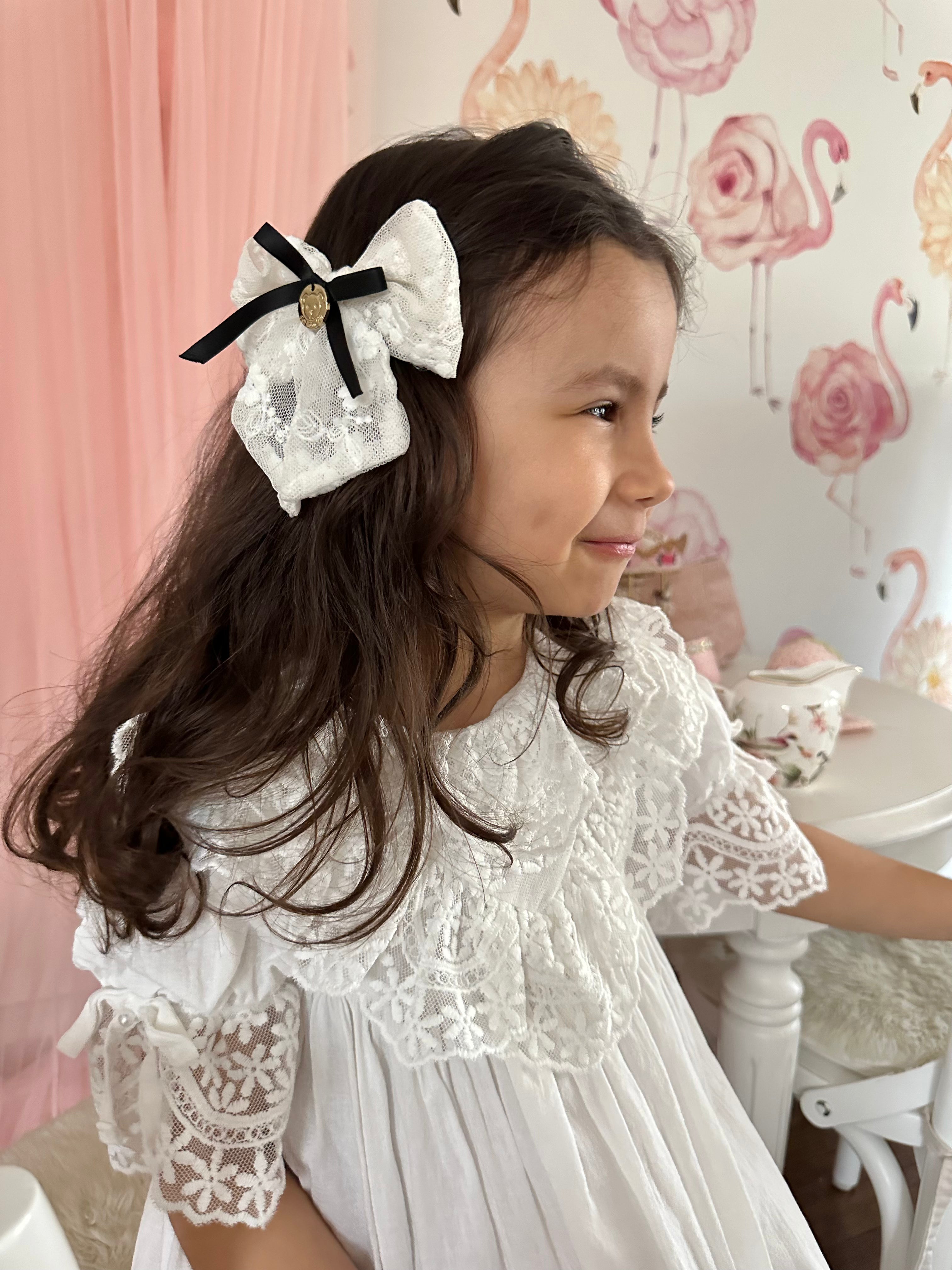 Embroidered Flower Hair Bows - Petite Maison Kids