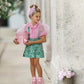 Eva Skirt and Blouse Pink and Green Floral Tulle Set