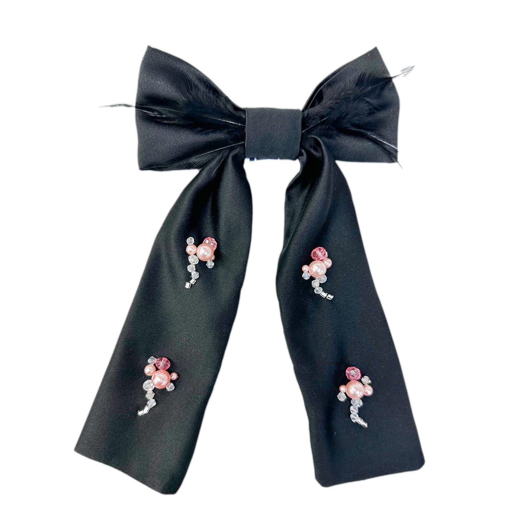 Kylie Embroidered Feather Hair Bow