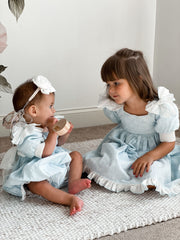 Charlotte Baby Blue Linen Dress - Petite Maison Kids
