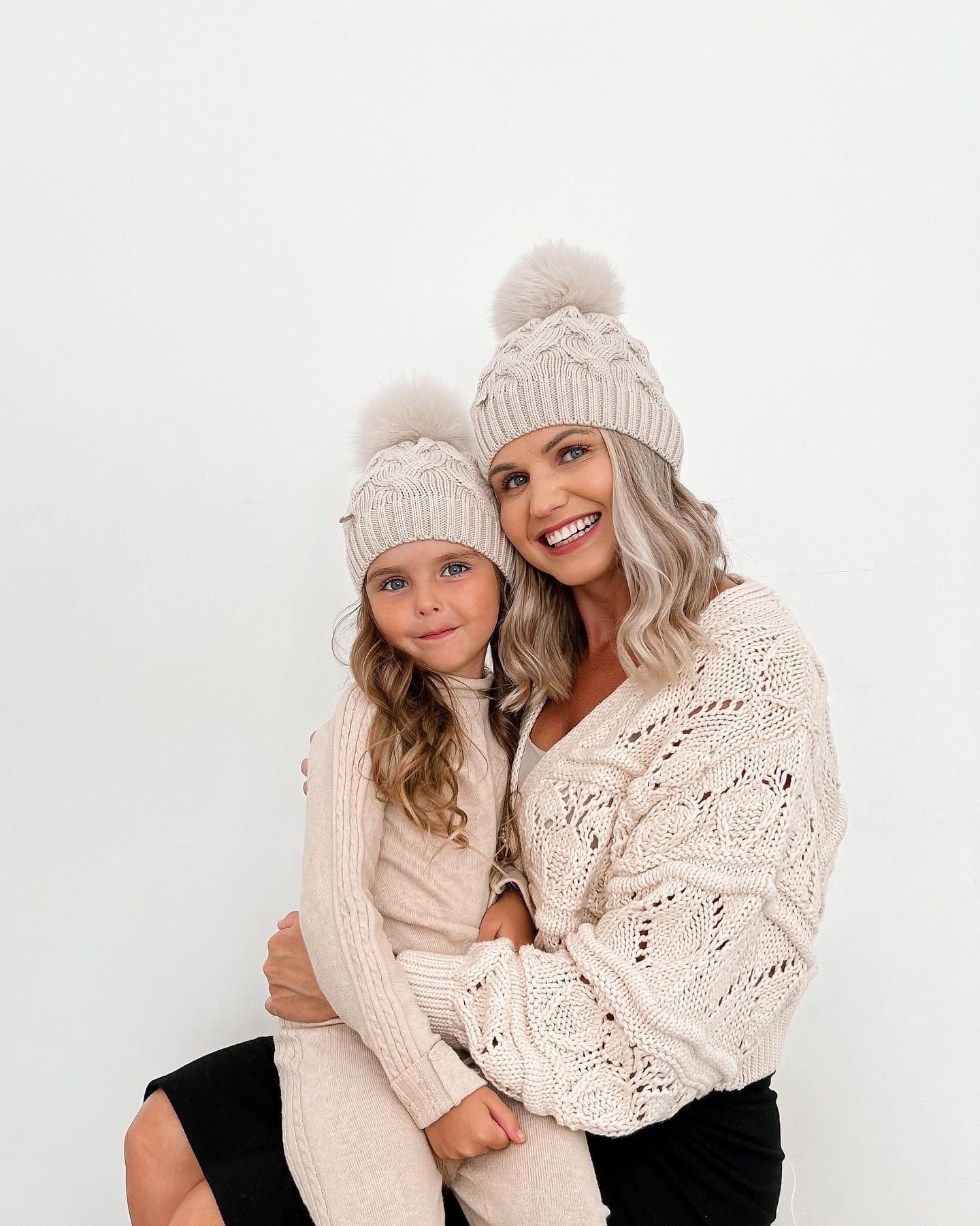 Sandstone Merino Wool Kids Beanie Hat