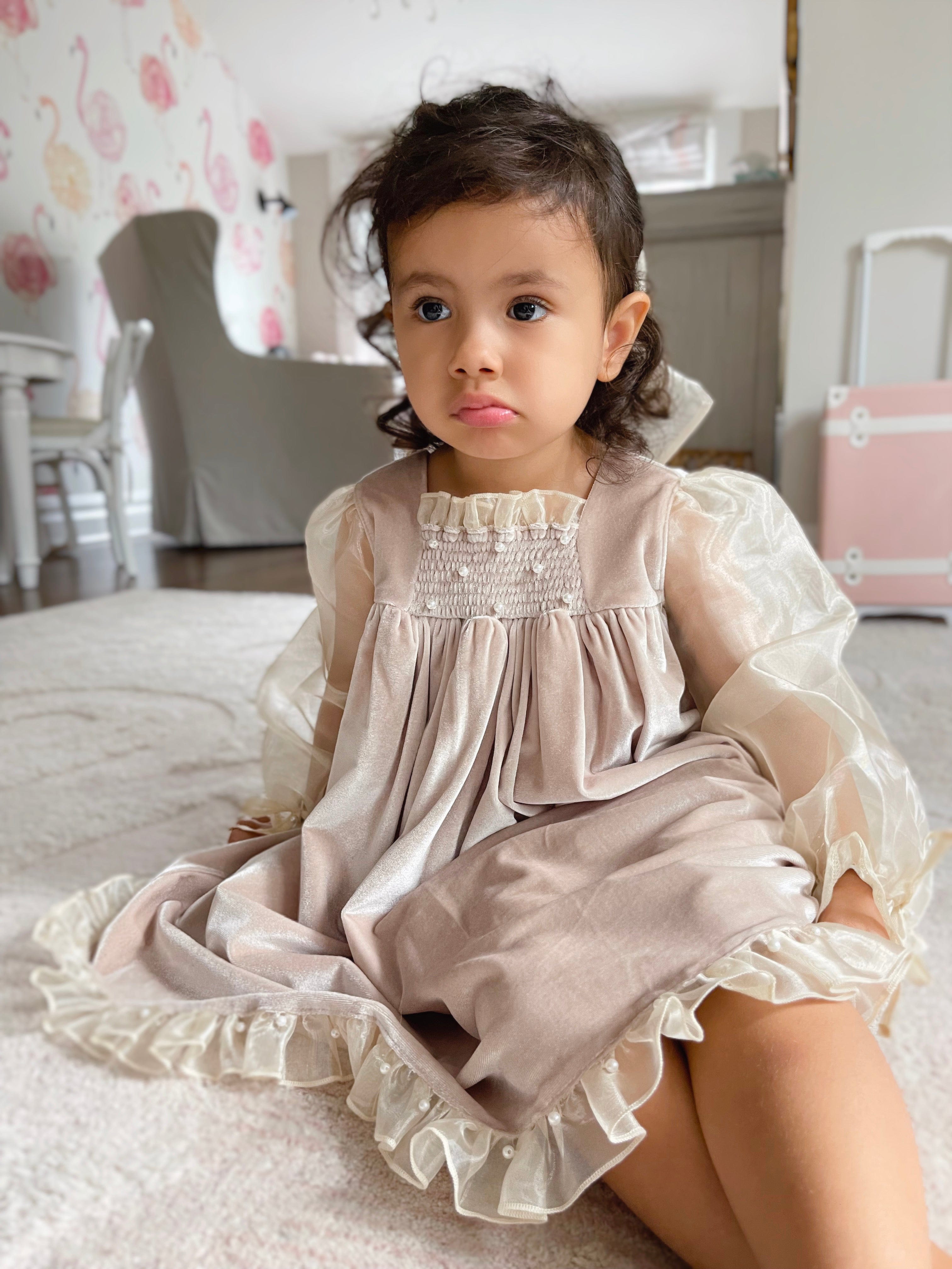 Helena Velour Dress - Petite Maison Kids