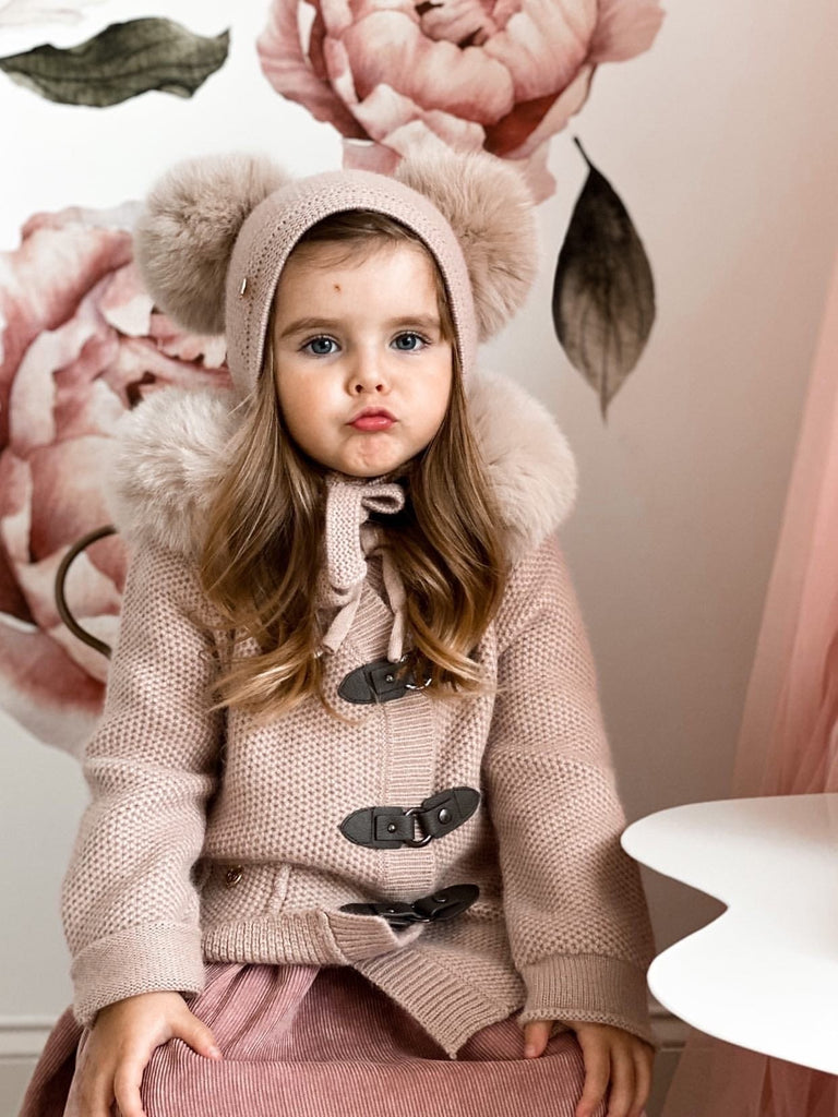 Petite Maison Kids Honeycomb Dusty Pink Cashmere Bonnet