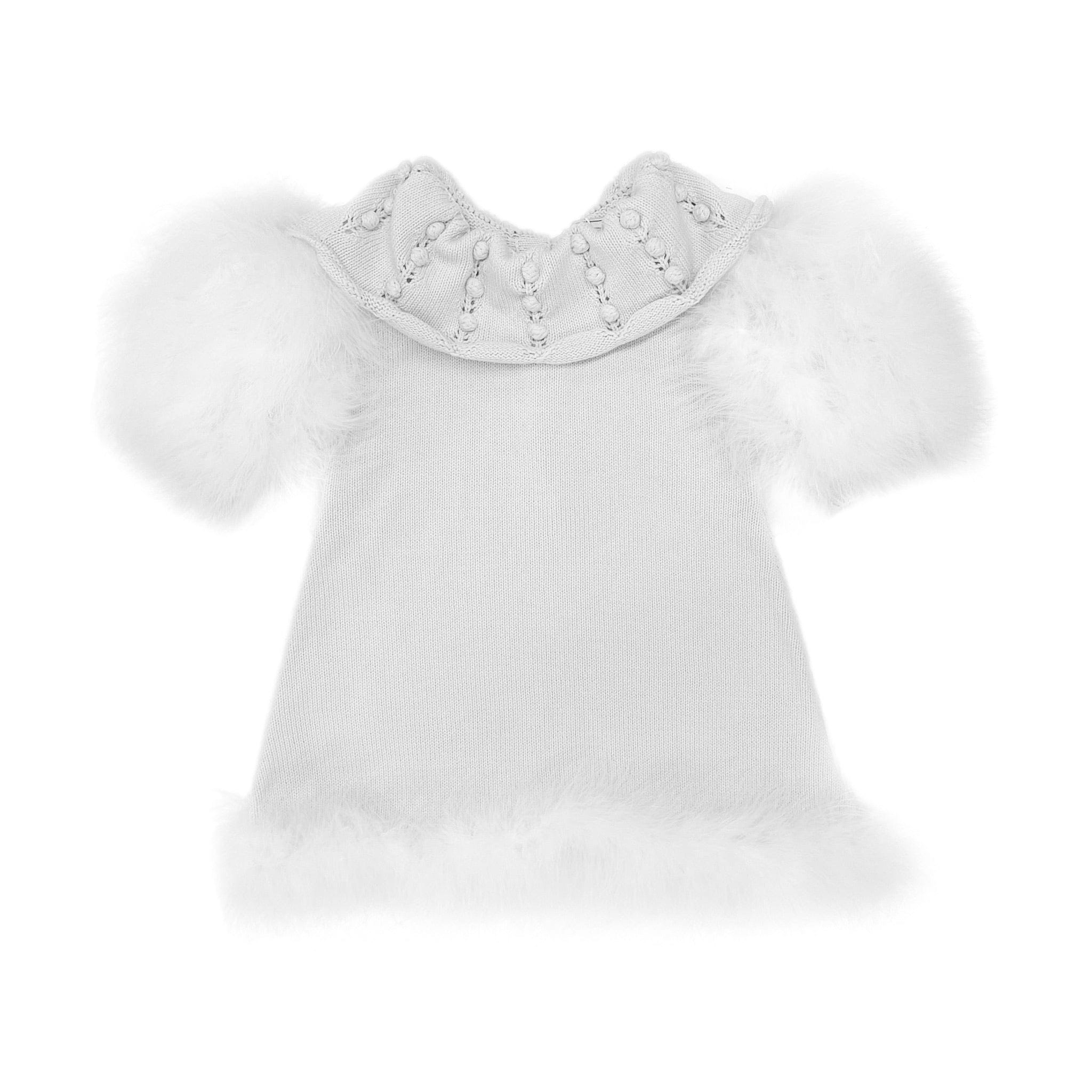 Ella Knit White Feather Dress - Petite Maison Kids