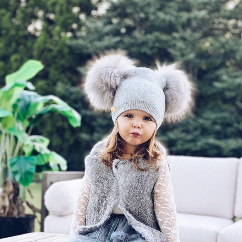 Angora Wool Double Pom Hat - Petit Maison Kids