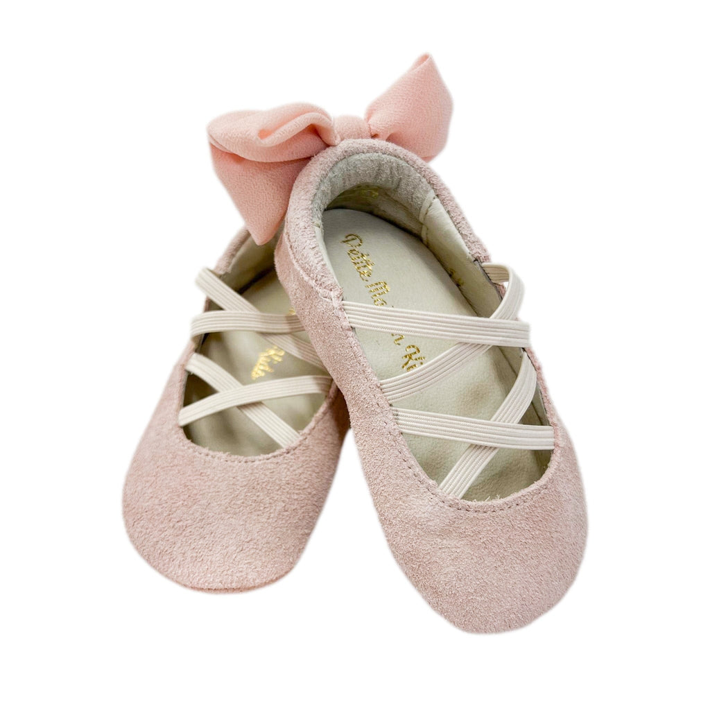 Ballerina Pink Suede Pram Shoes - Petite Maison Kids