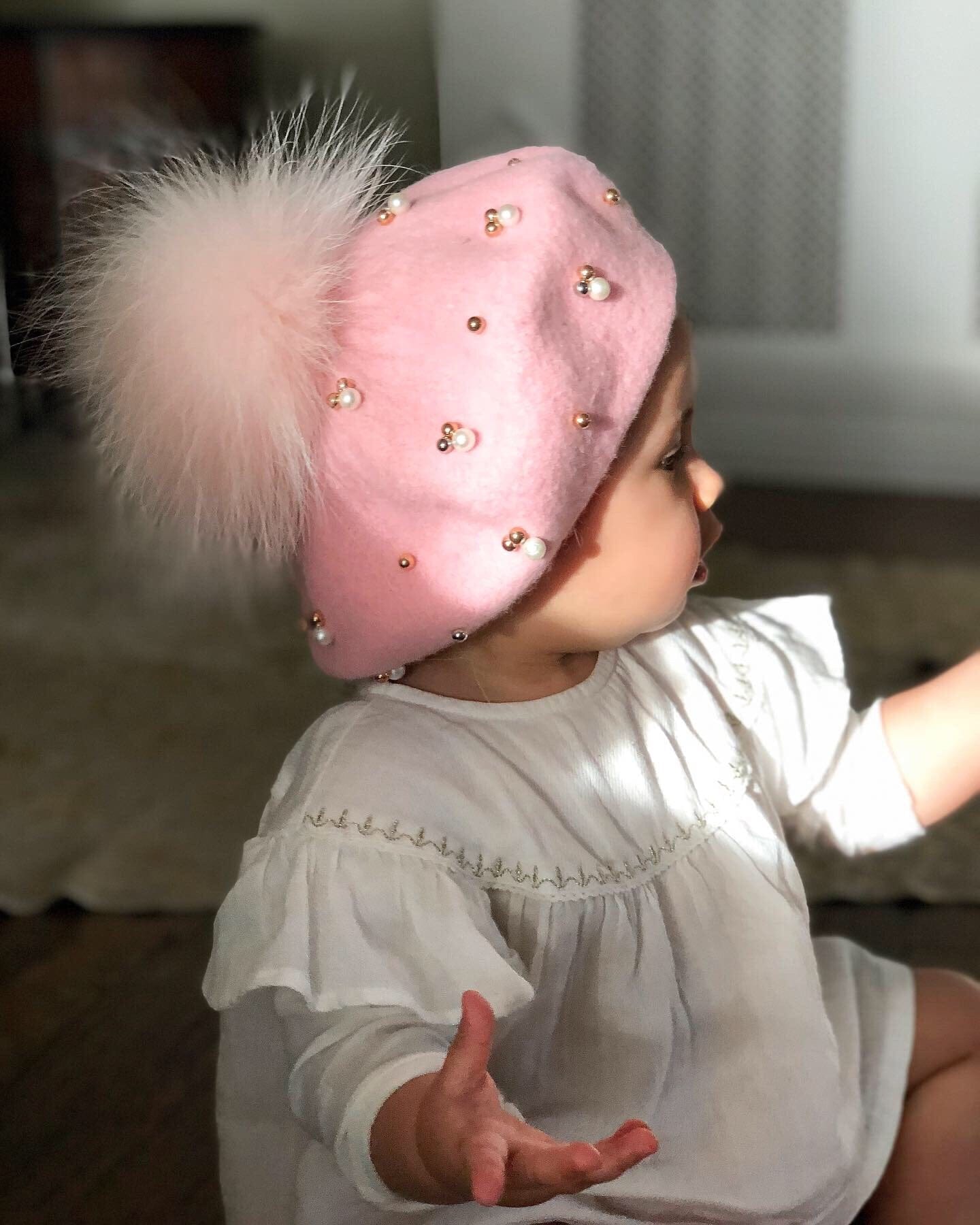 Baby Wool Berets with Pearls - Petit Maison Kids