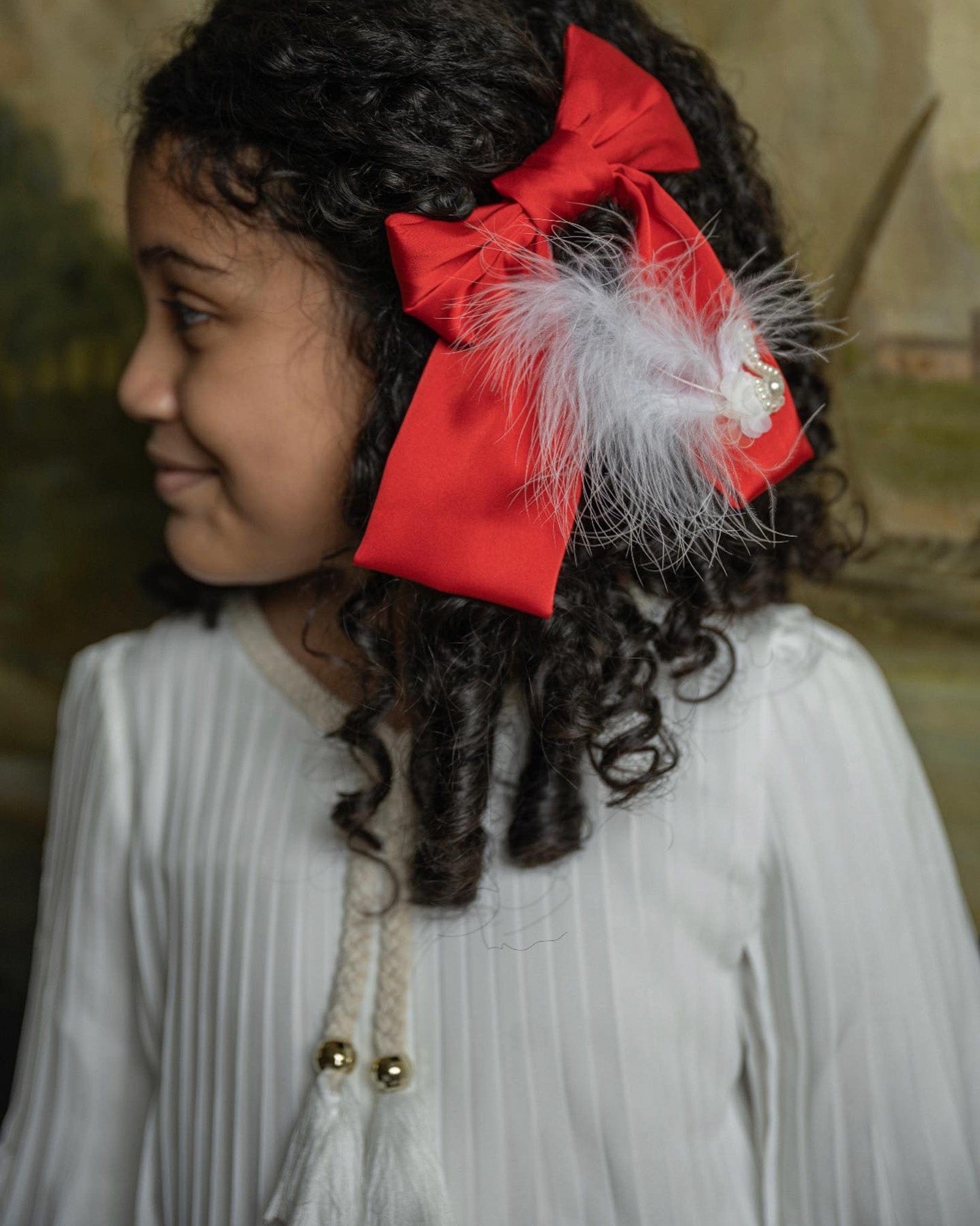 Anise Satin Embroidered Hair Bows - Petite Maison Kids