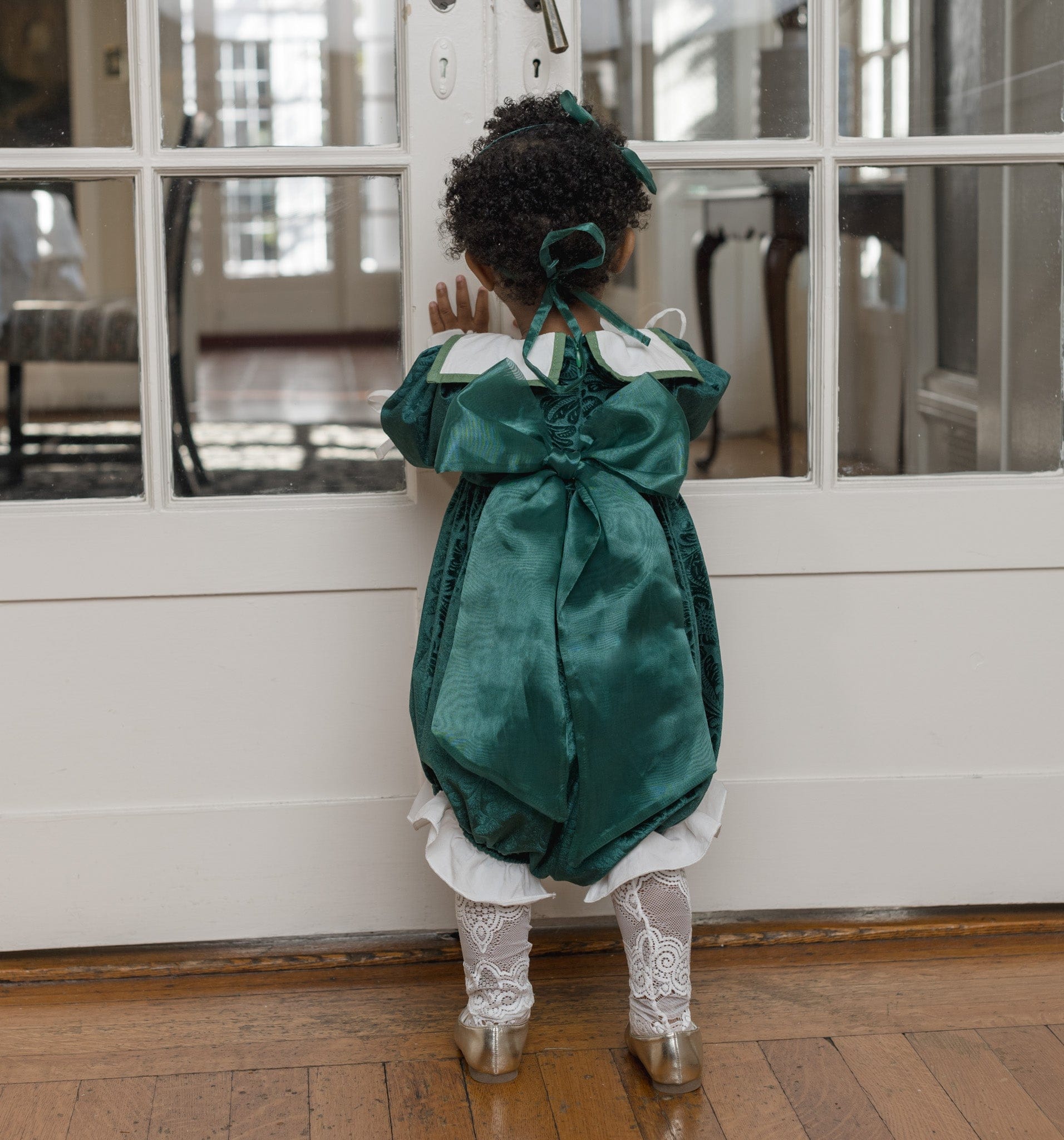 Everly Damask Velour Green Romper