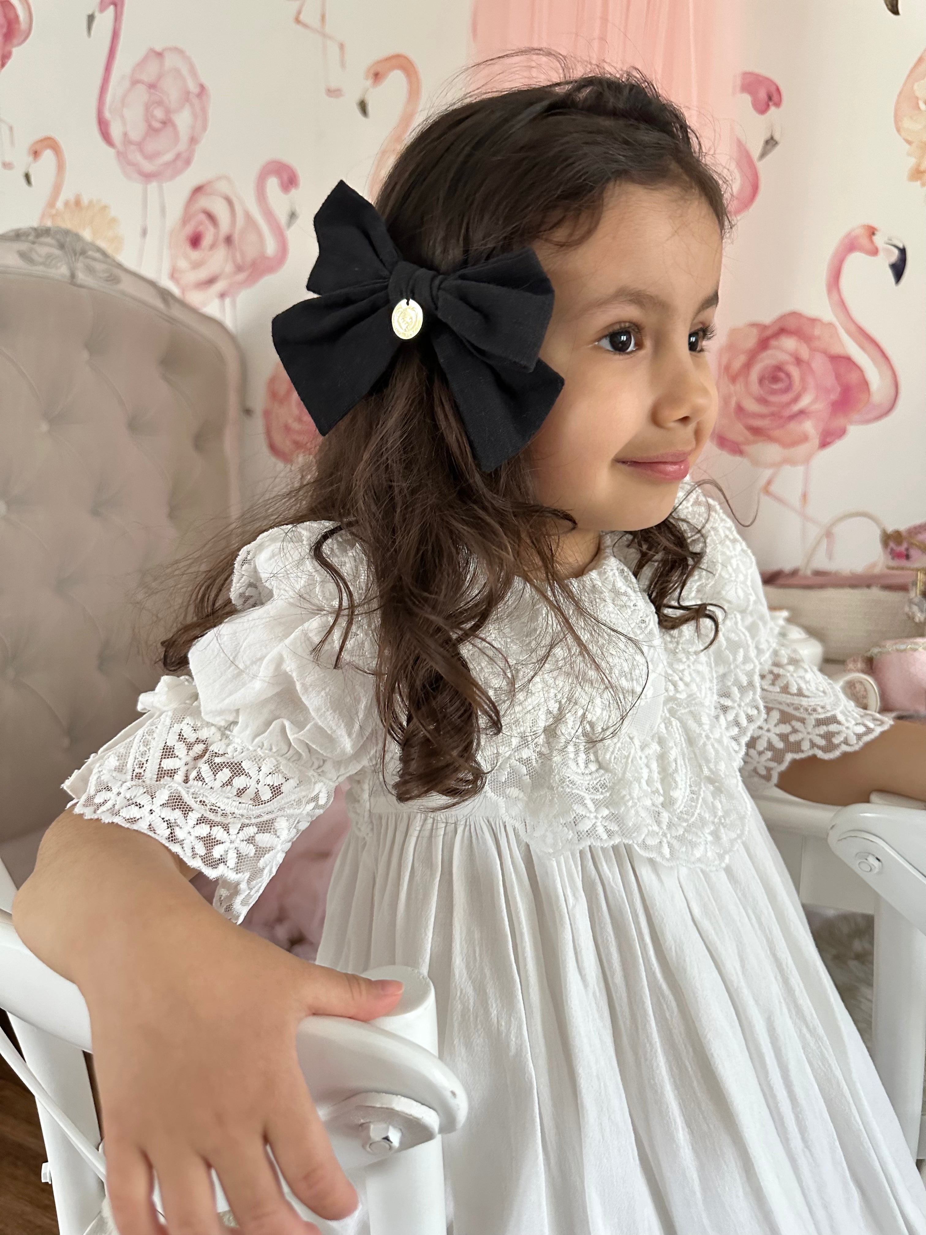 Emma Linen Hair Bow - Petite Maison Kids