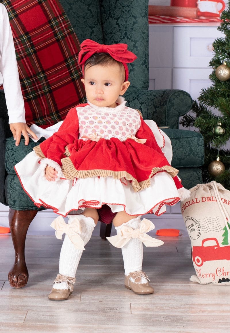 White Knee High Socks with Velvet Bows - Petit Maison Kids