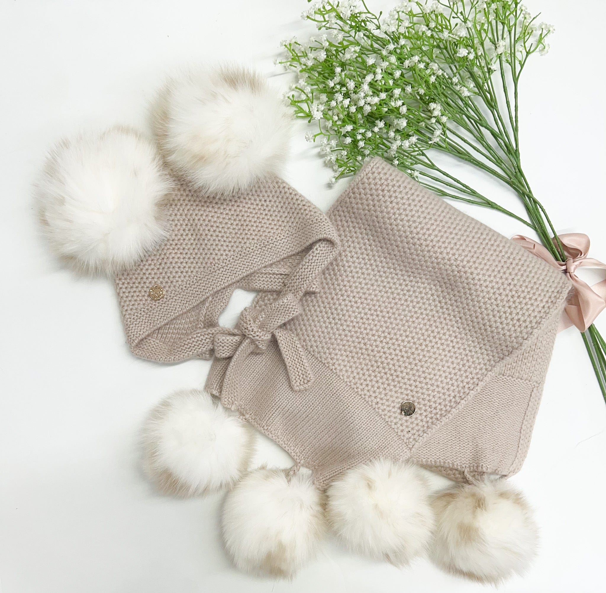 Honeycomb Beige Cashmere Scarf - Petite Maison Kids