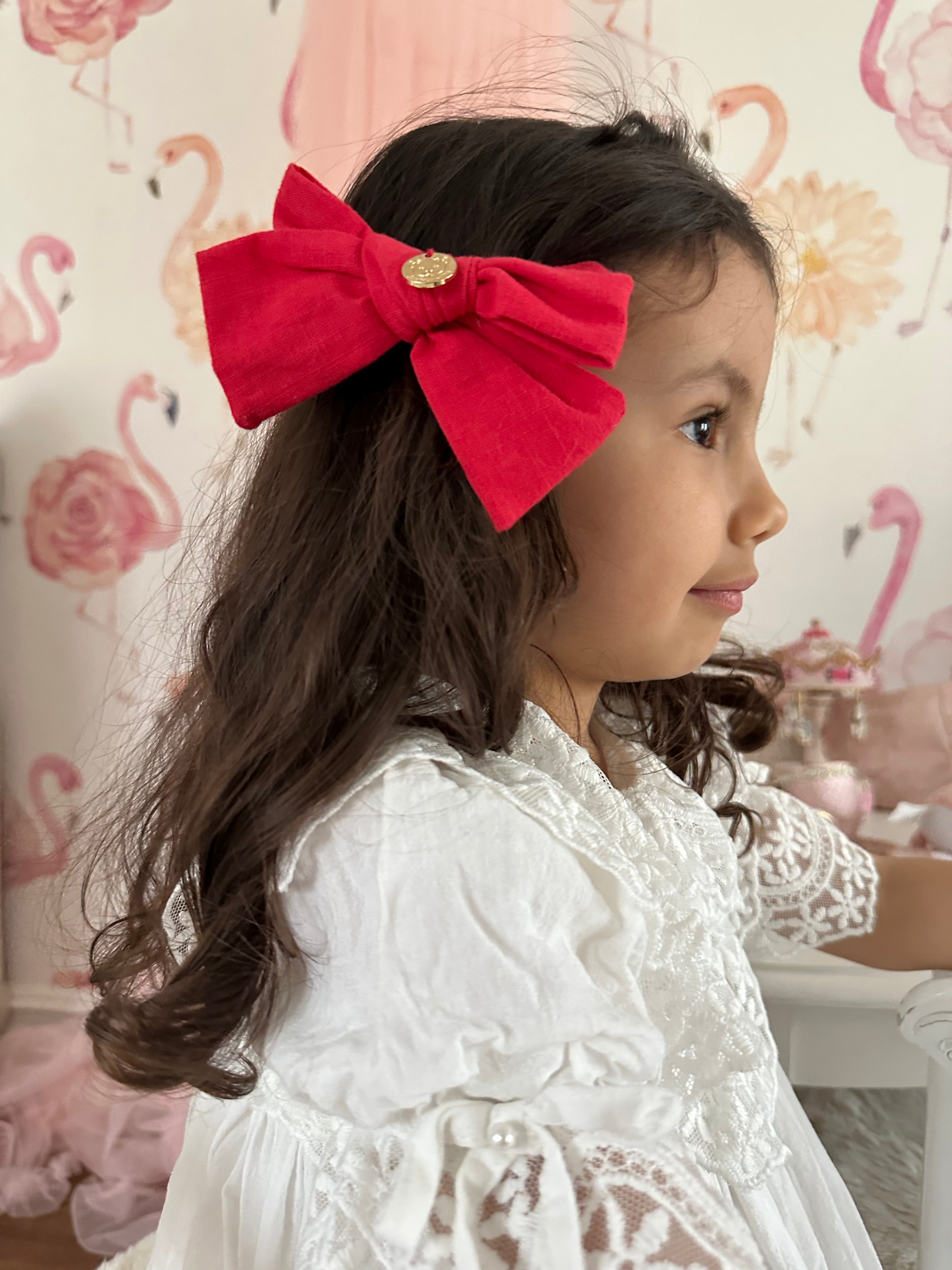 Emma Linen Hair Bow - Petite Maison Kids