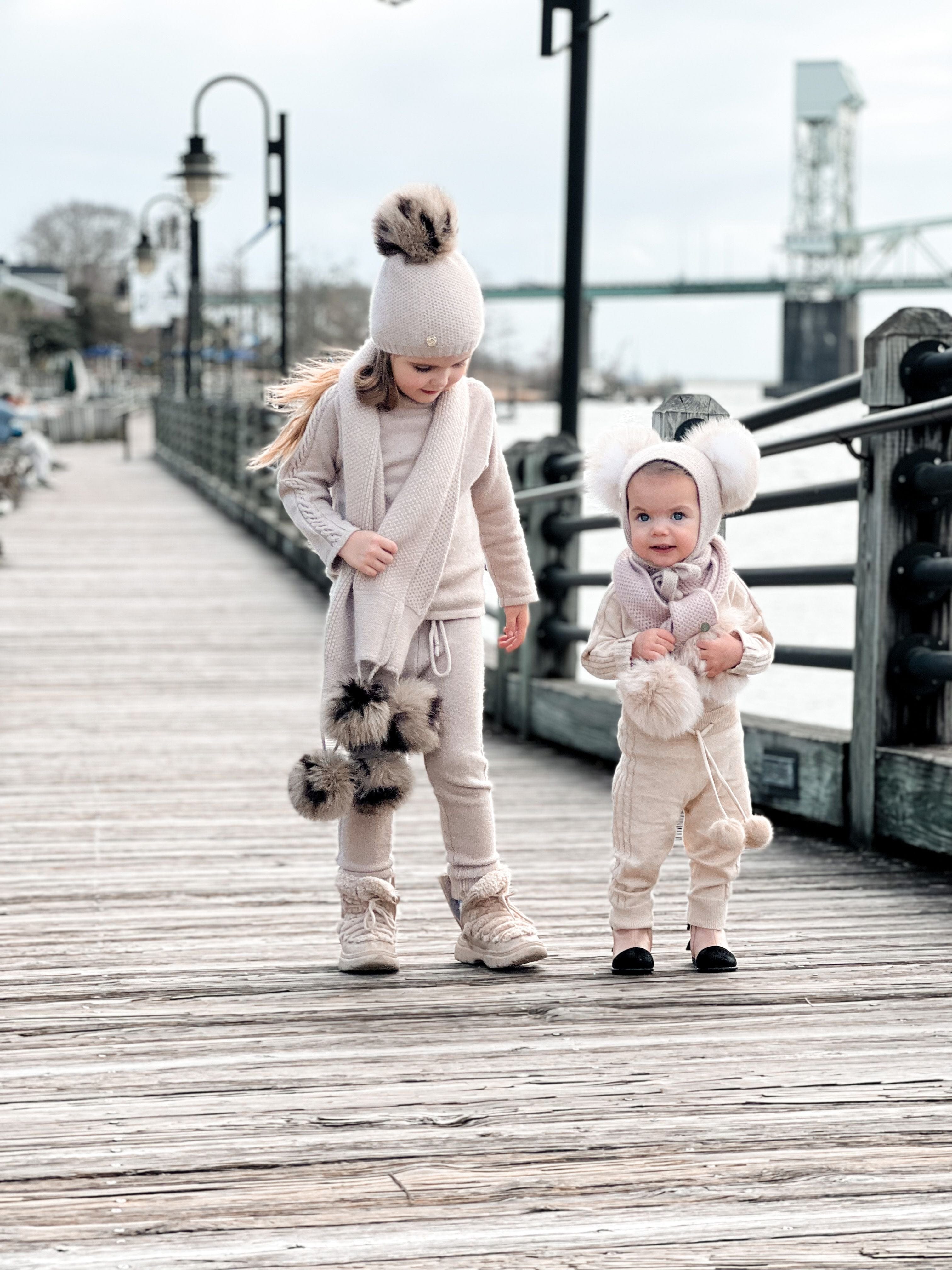 Honeycomb Beige Cashmere Scarf - Petite Maison Kids